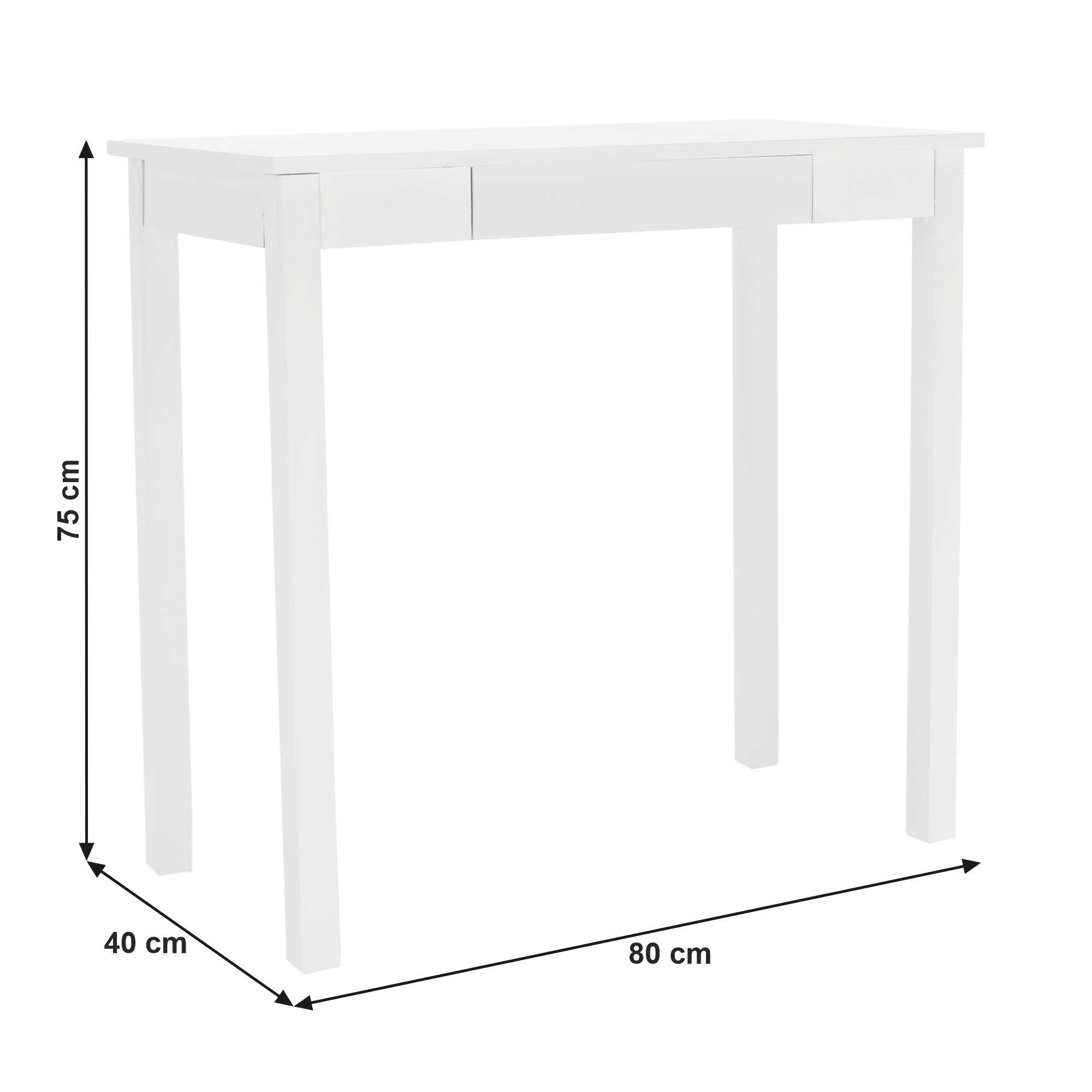 Consola AMYNTAS, alb, 80x40x75 cm