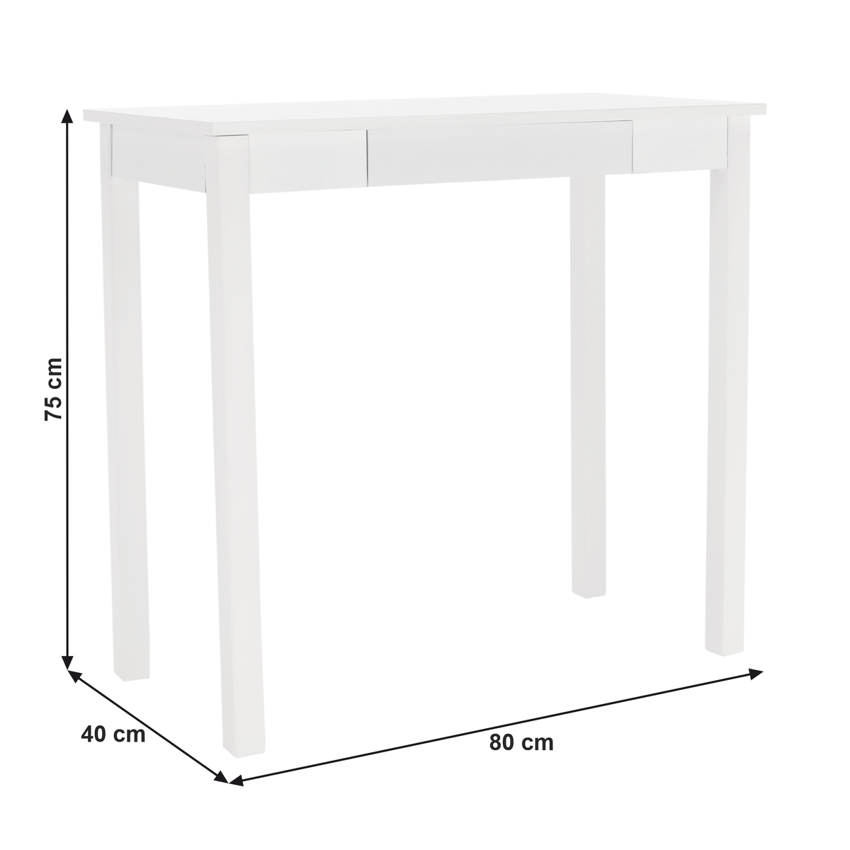 Consola AMYNTAS, alb, 80x40x75 cm