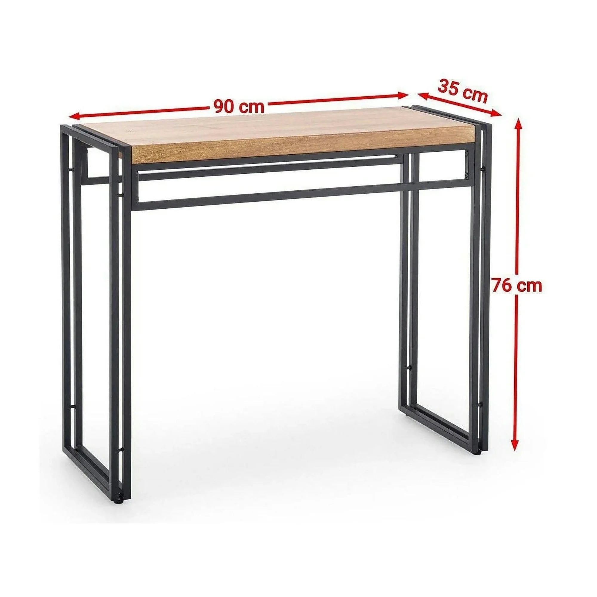 Consola BOLIVAR KN1, stejar auriu/negru, 90x35x76 cm