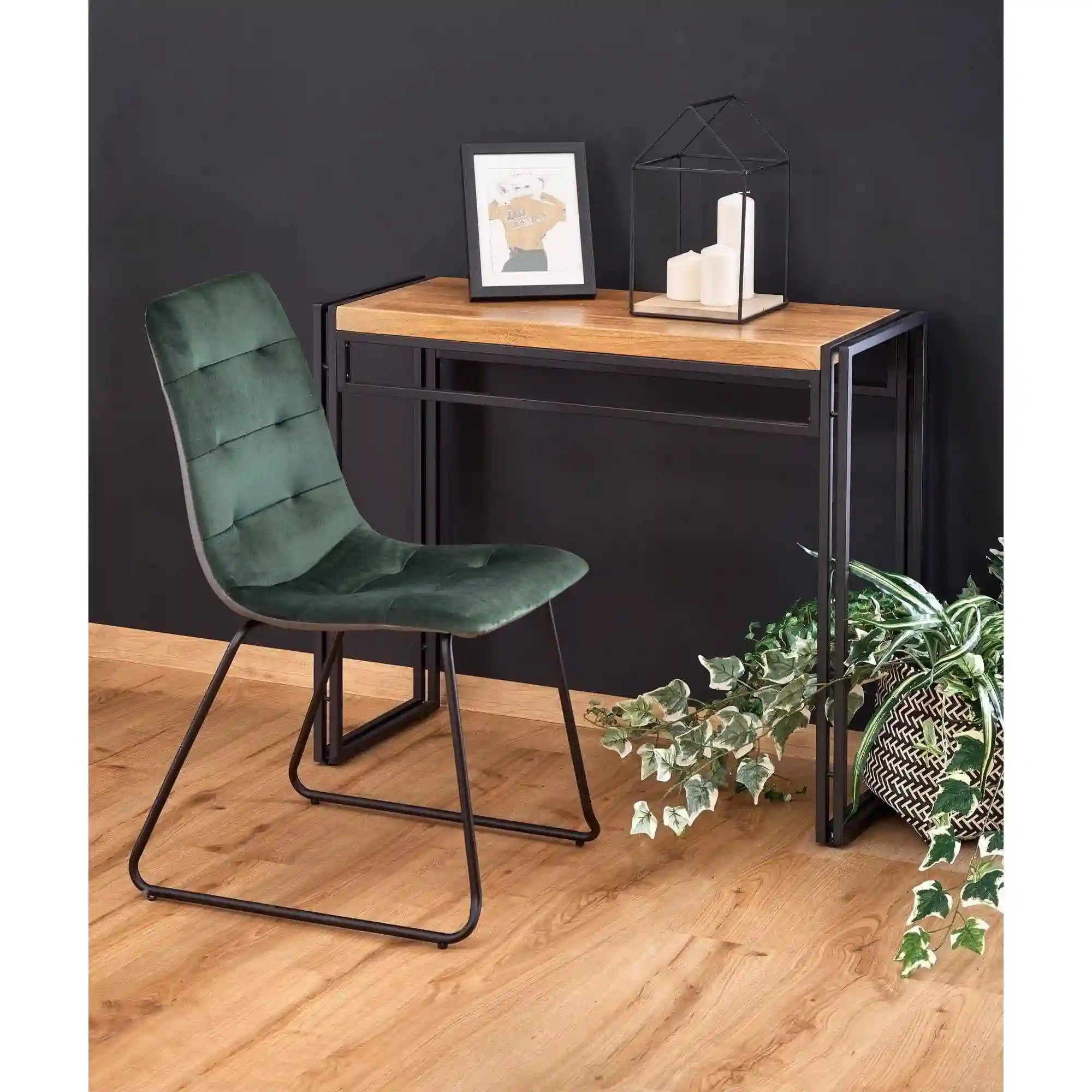 Consola BOLIVAR KN1, stejar auriu/negru, 90x35x76 cm