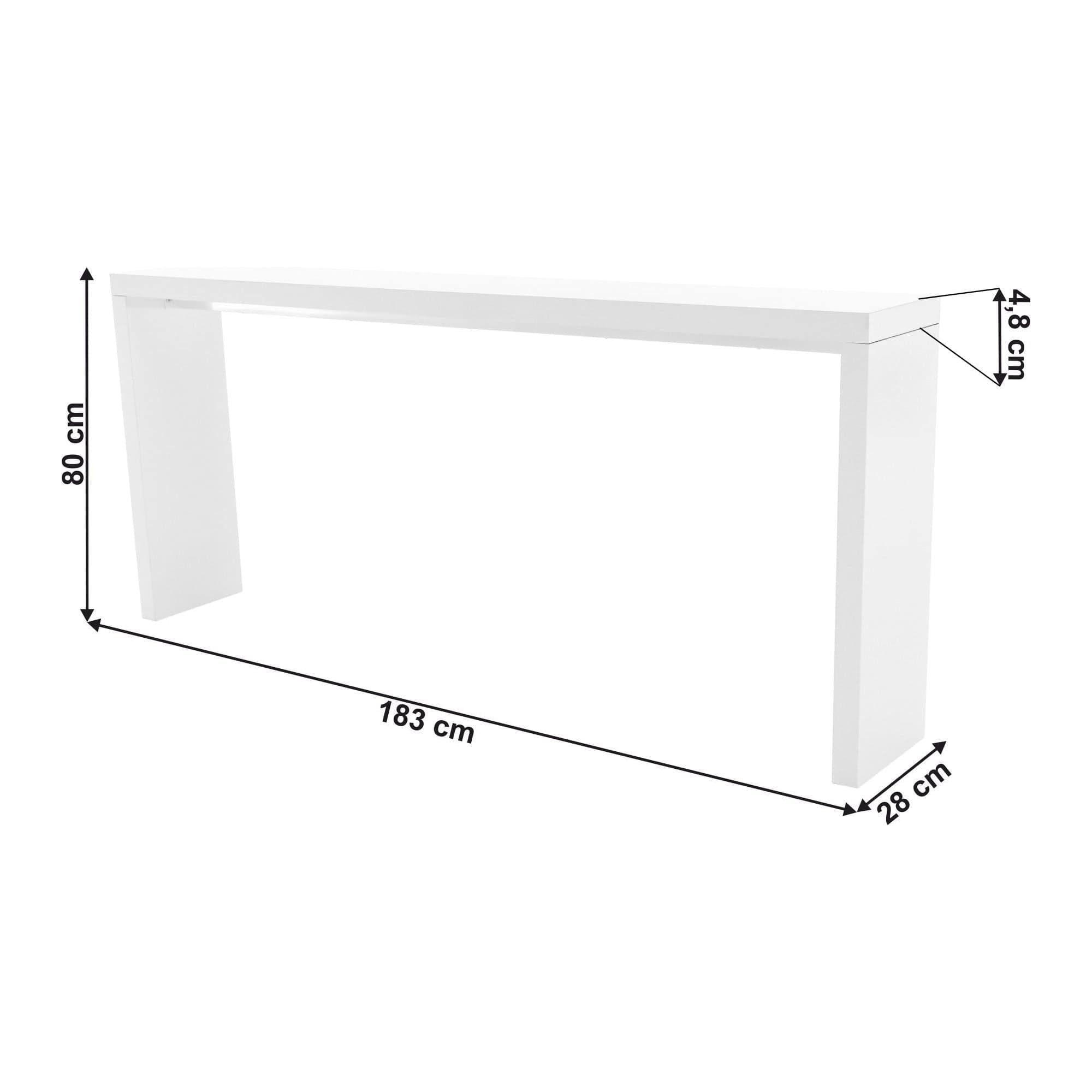Consola FITRON, alb, PAL laminat, 183x28x80 cm