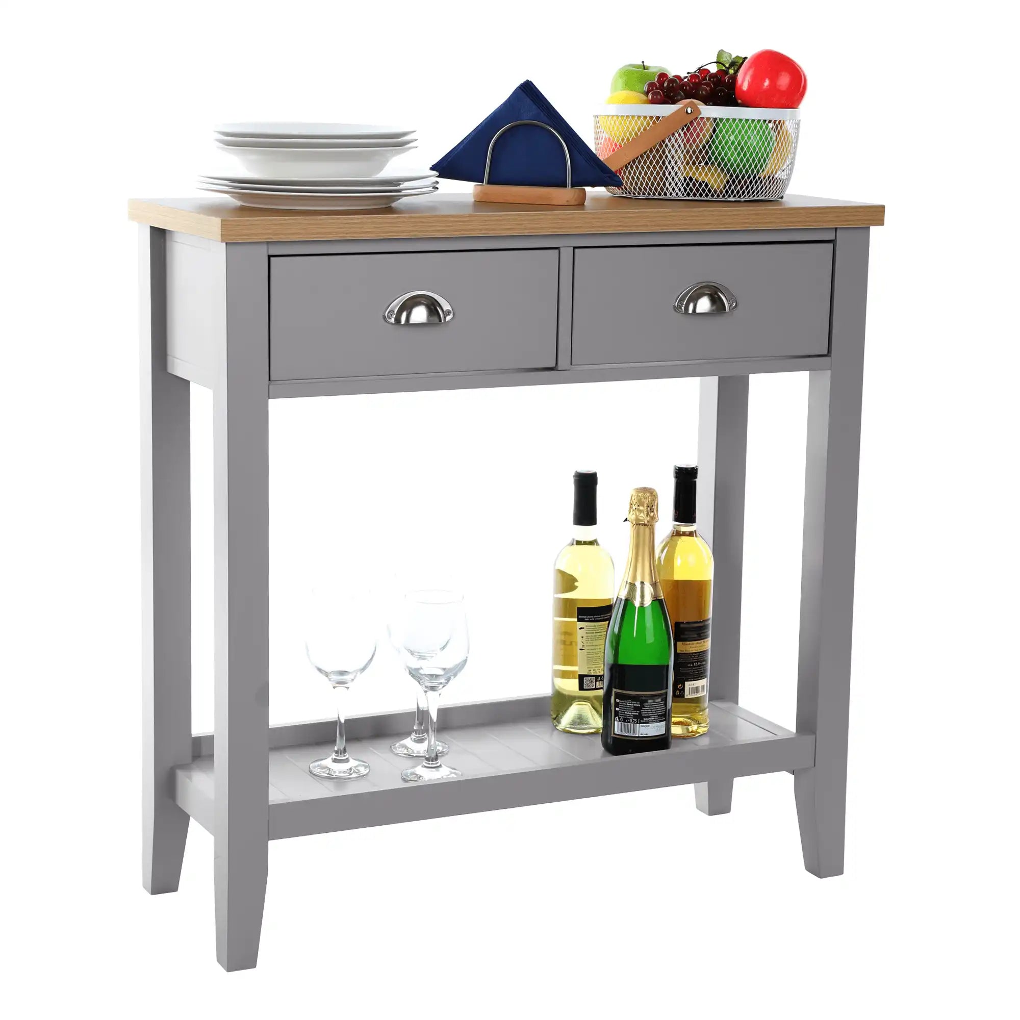 Consola JEREVAN, nuc/gri deschis, 80x30x80 cm