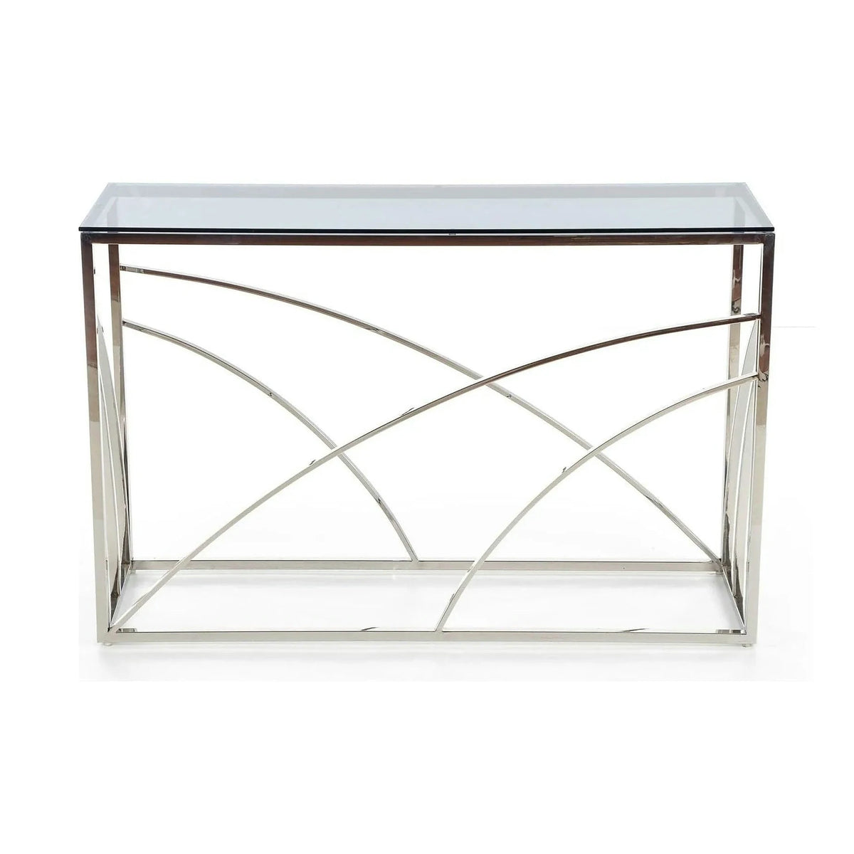 Consola KN5, negru fumuriu/crom, sticla securizata/otel, 120x40x78 cm