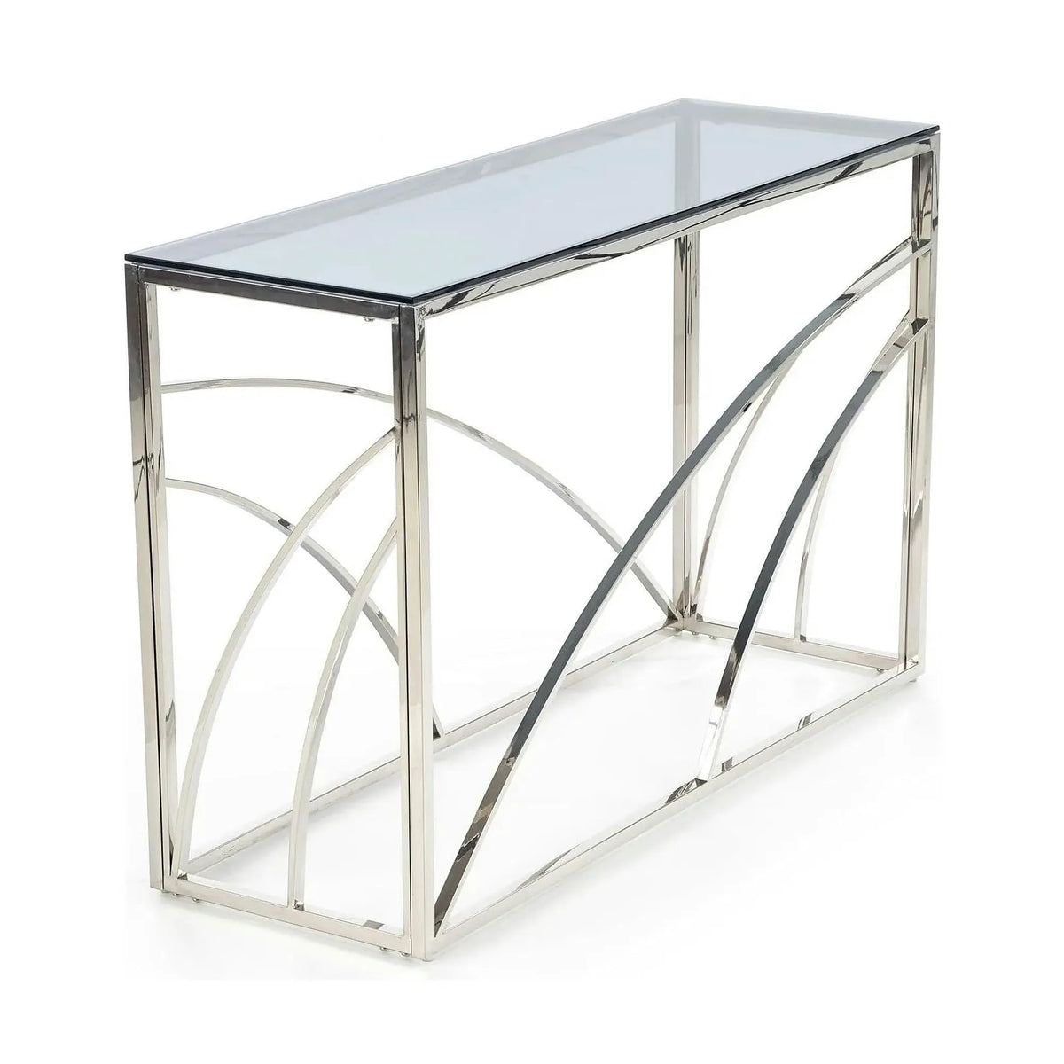 Consola KN5, negru fumuriu/crom, sticla securizata/otel, 120x40x78 cm
