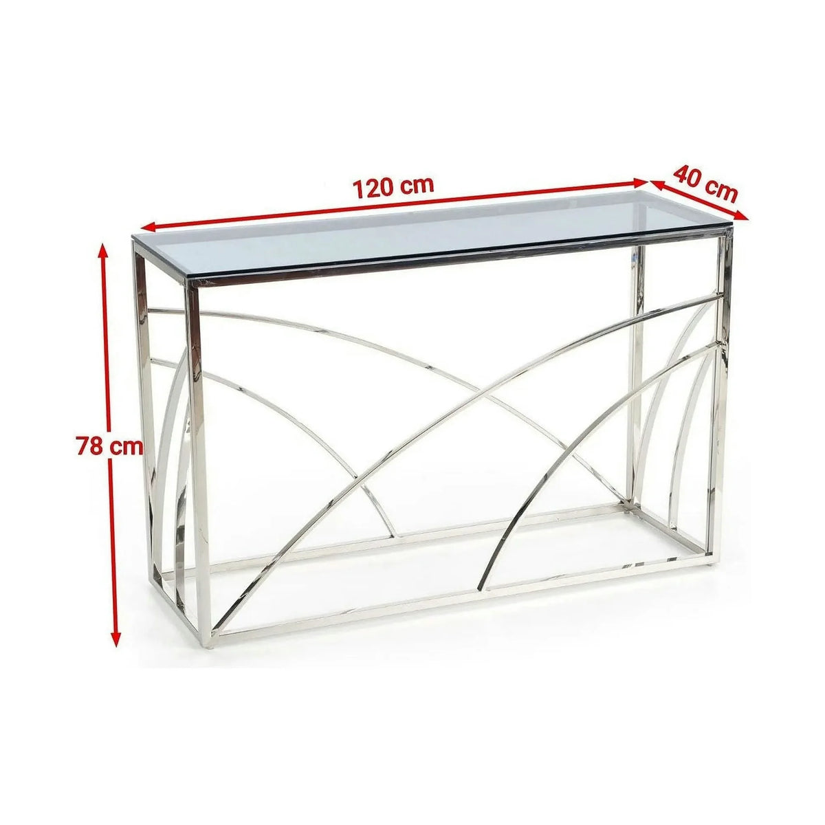 Consola KN5, negru fumuriu/crom, sticla securizata/otel, 120x40x78 cm