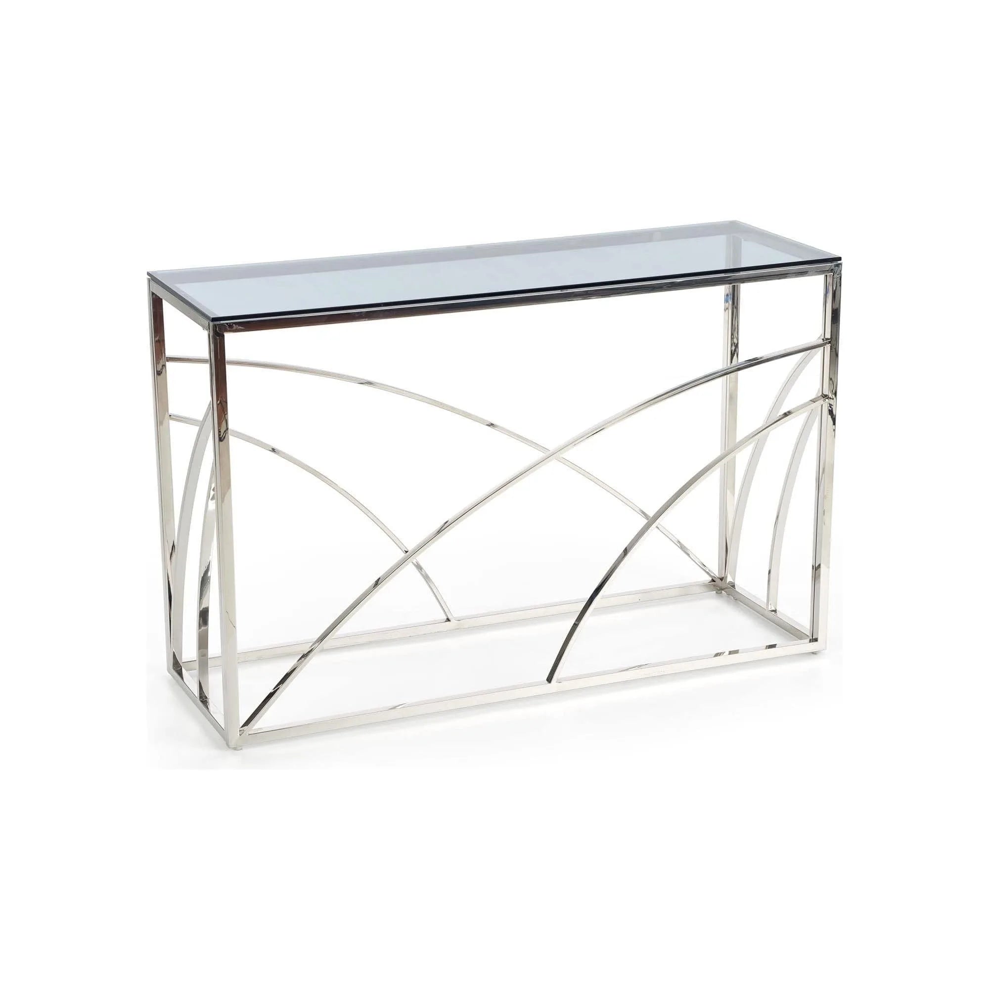 Consola KN5, negru fumuriu/crom, sticla securizata/otel, 120x40x78 cm