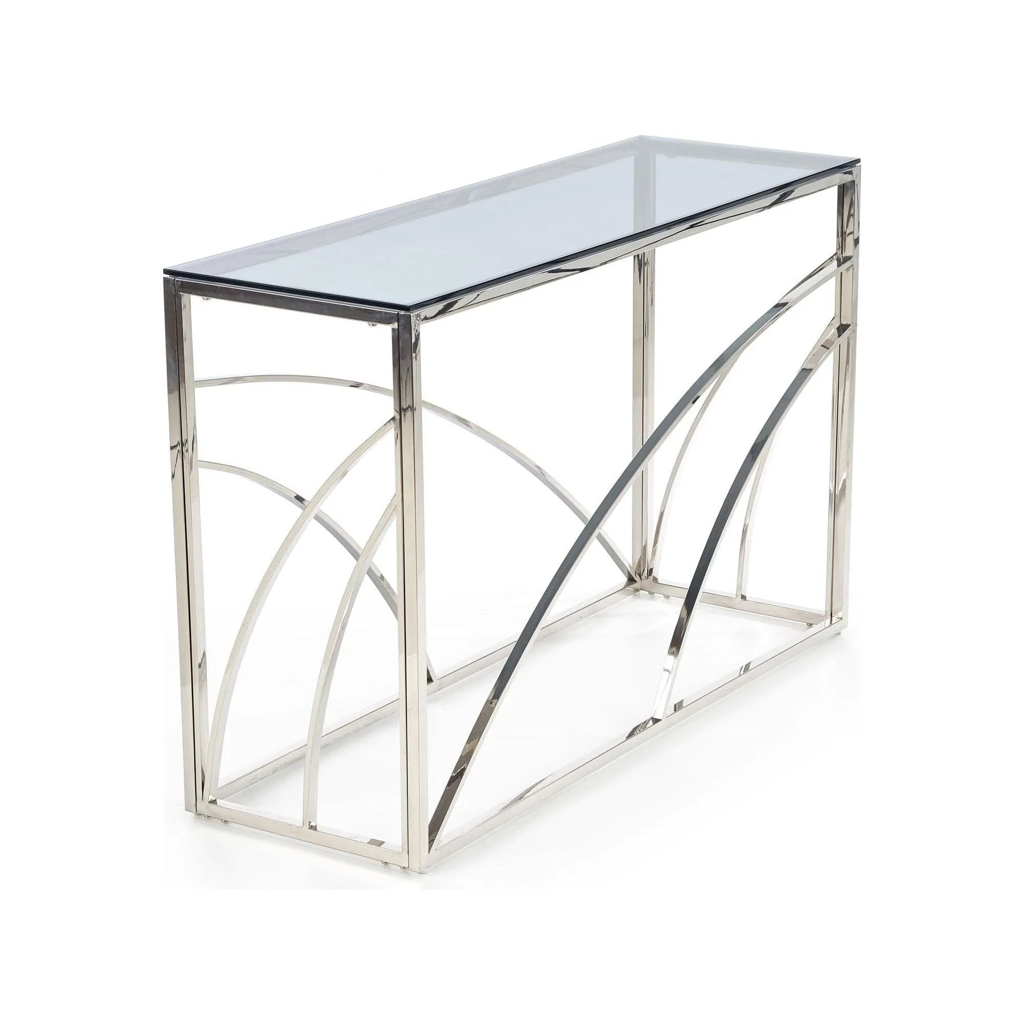 Consola KN5, negru fumuriu/crom, sticla securizata/otel, 120x40x78 cm