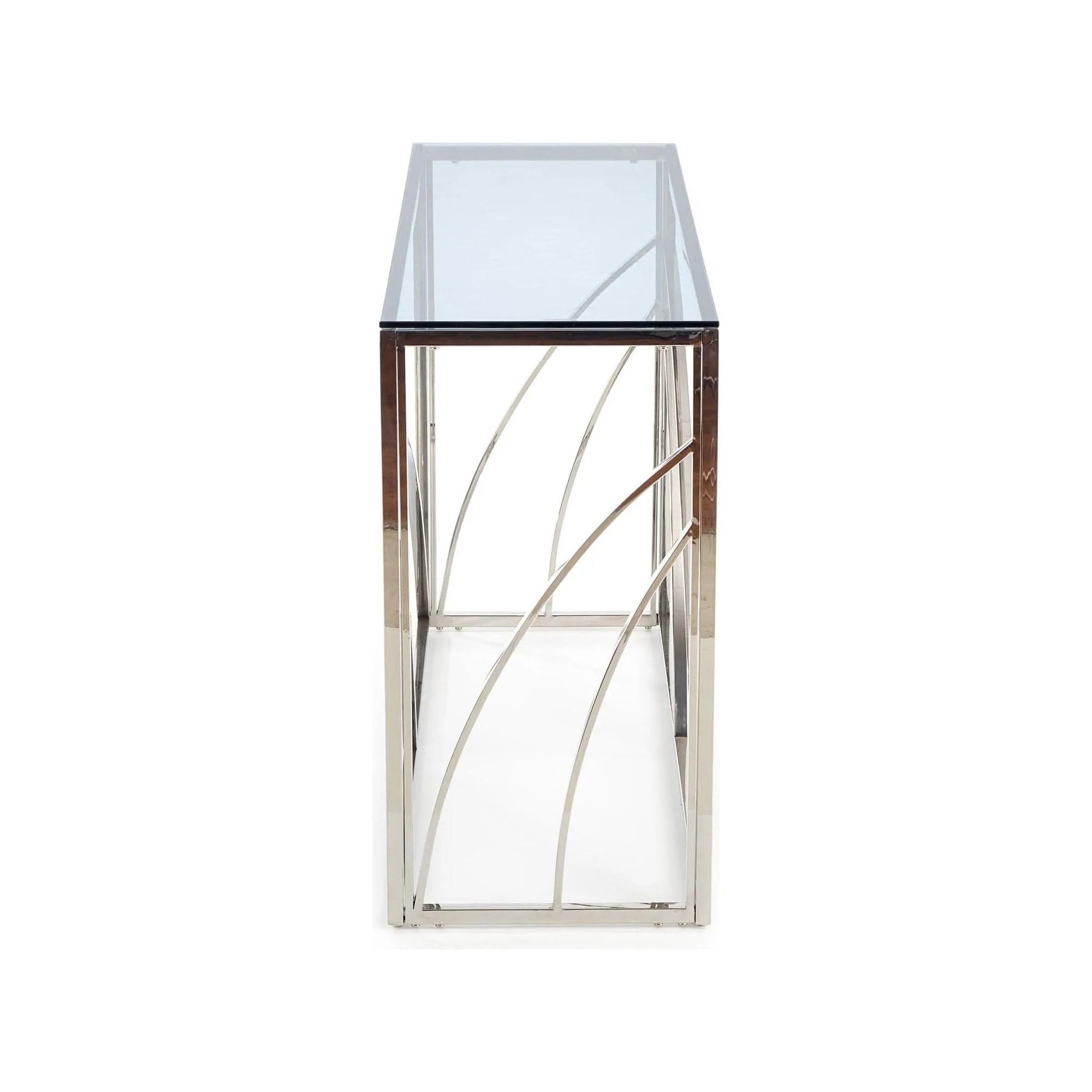 Consola KN5, negru fumuriu/crom, sticla securizata/otel, 120x40x78 cm