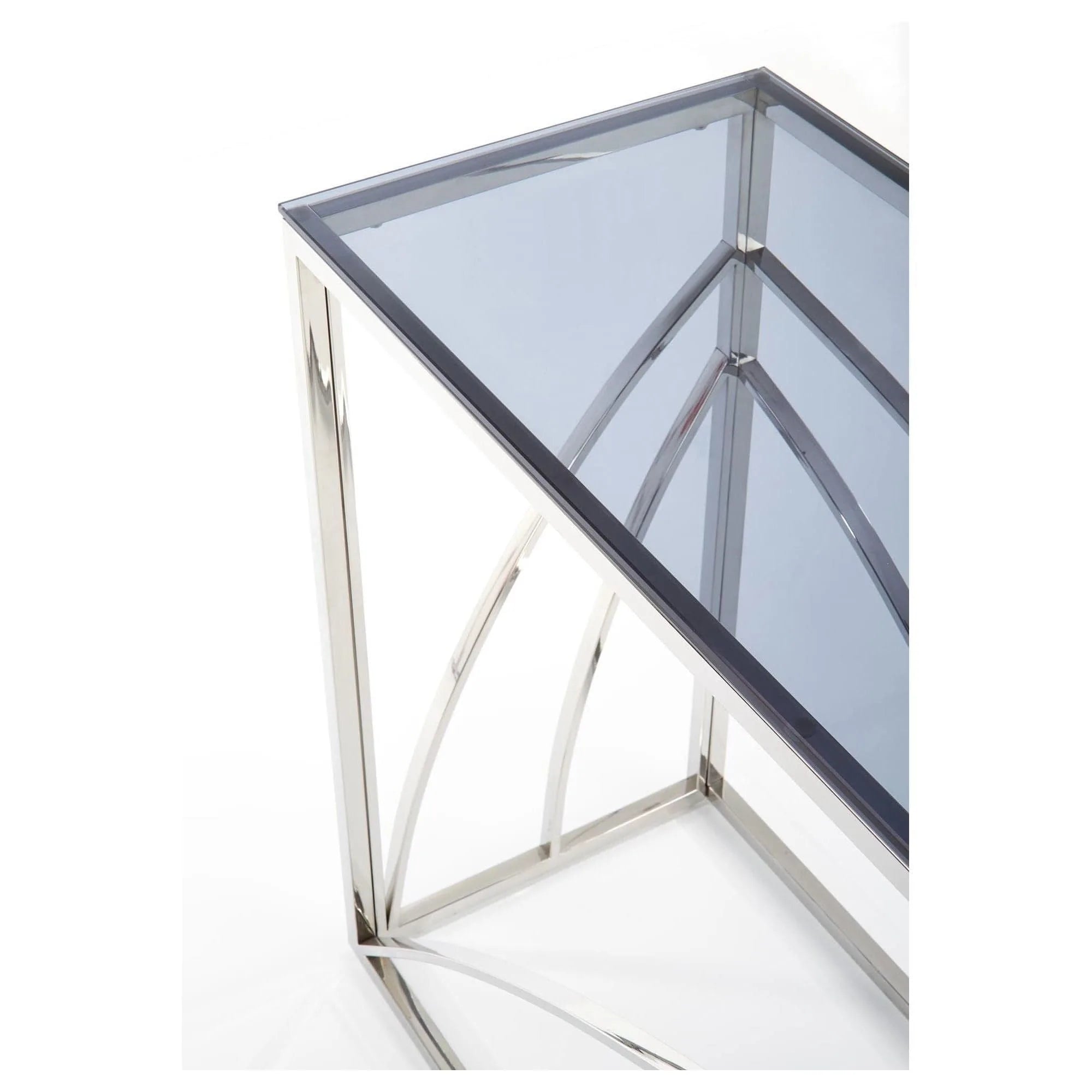 Consola KN5, negru fumuriu/crom, sticla securizata/otel, 120x40x78 cm