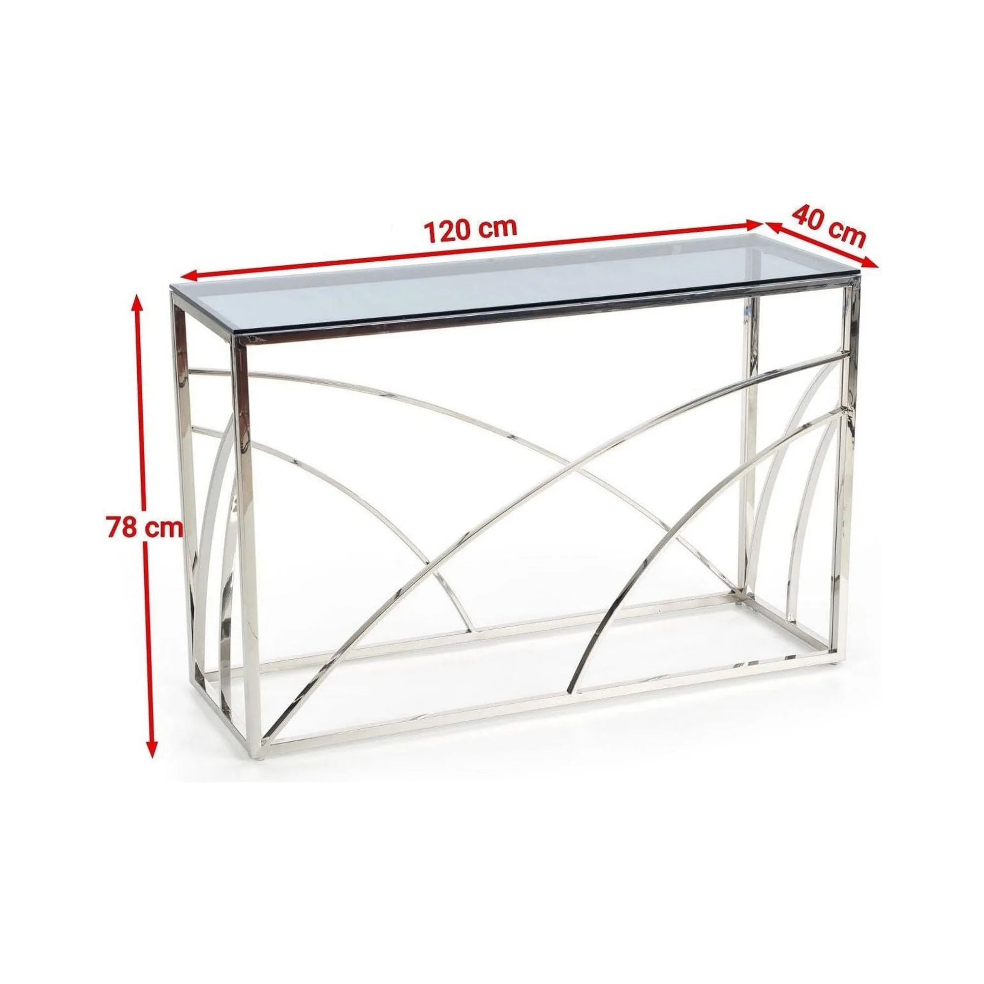 Consola KN5, negru fumuriu/crom, sticla securizata/otel, 120x40x78 cm