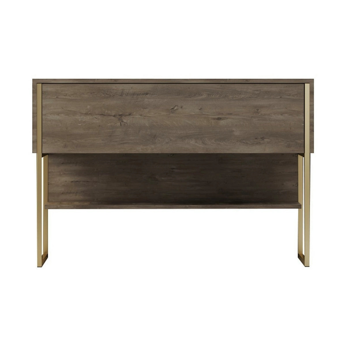 Consola LUXE, stejar canyon/auriu, PAL melaminat/metal, 120x30x80 cm