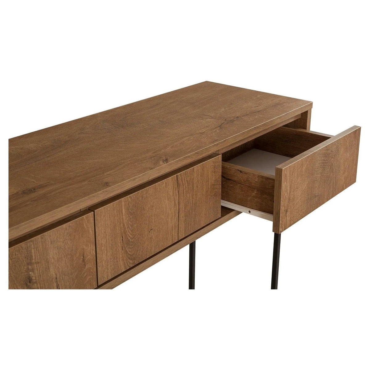 Consola MIA, nuc/negru, PAL melaminat/metal, 120x36x90 cm