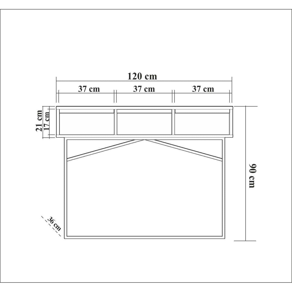 Consola MIA, nuc/negru, PAL melaminat/metal, 120x36x90 cm