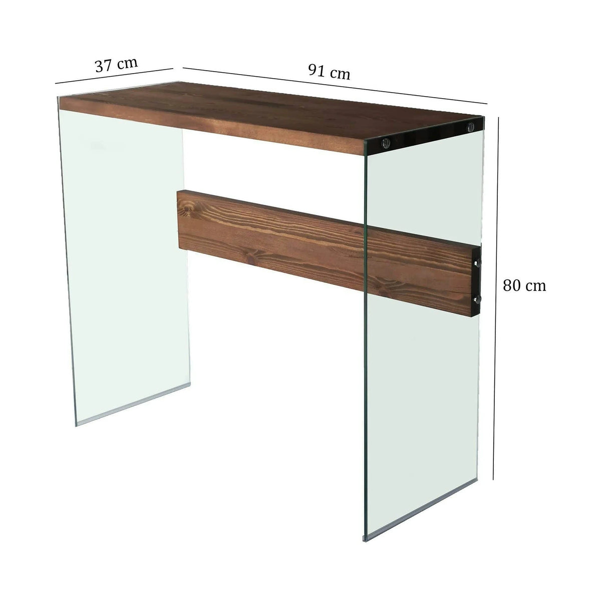 Consola NIAGARA, nuc, lemn/sticla, 91x37x80 cm