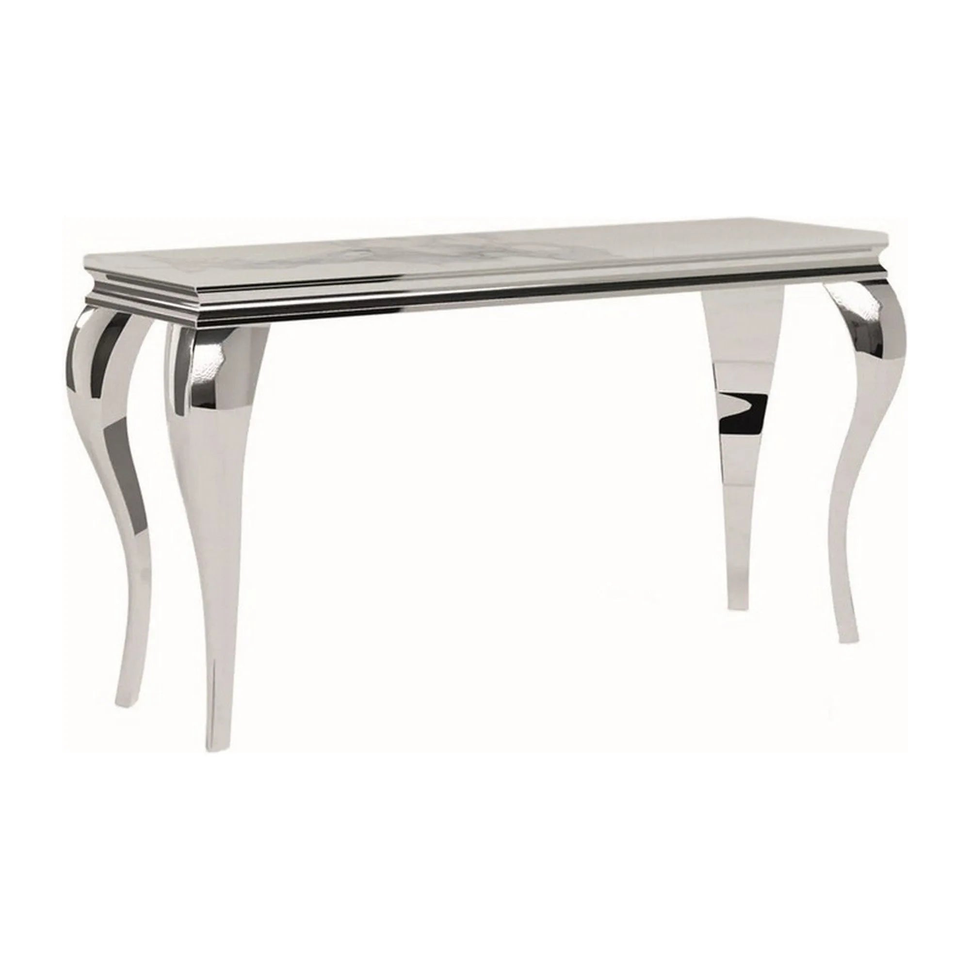 Consola PRINCE C, alb cu efect de marmura/crom, ceramica/otel, 120x40x78 cm