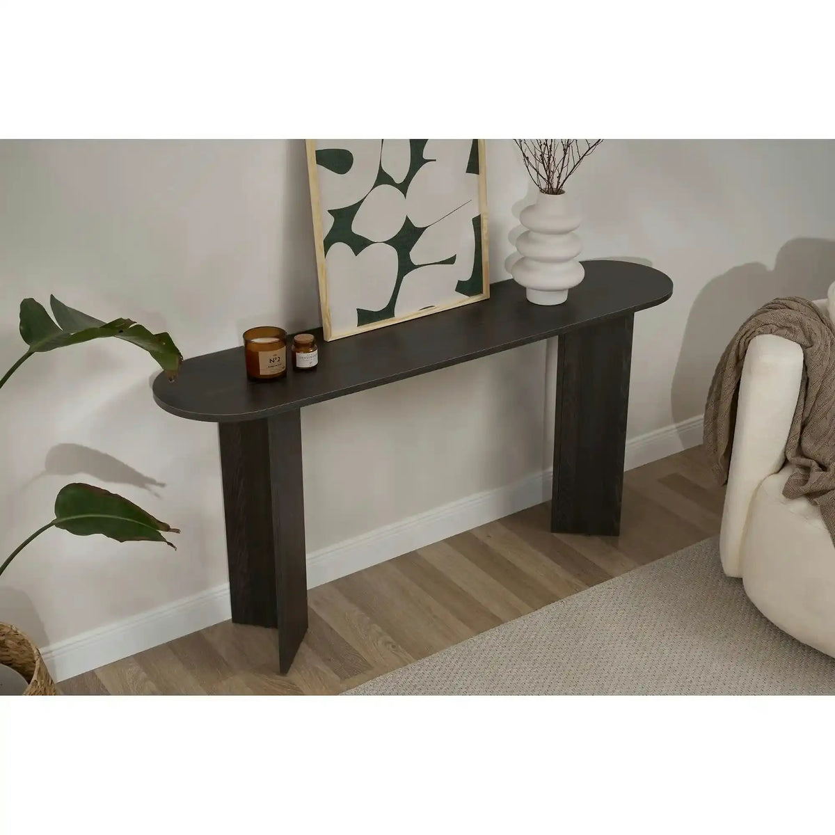 Consola SIRA, negru, PAL, 150x35x75 cm