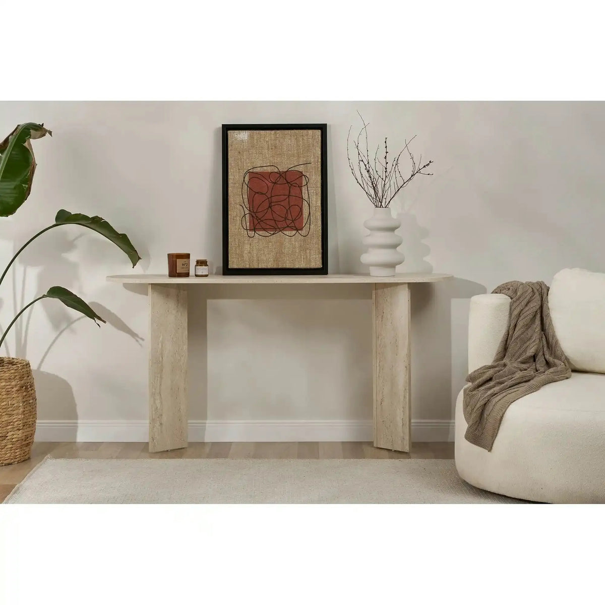 Consola SIRA, travertin, PAL, 150x35x75 cm