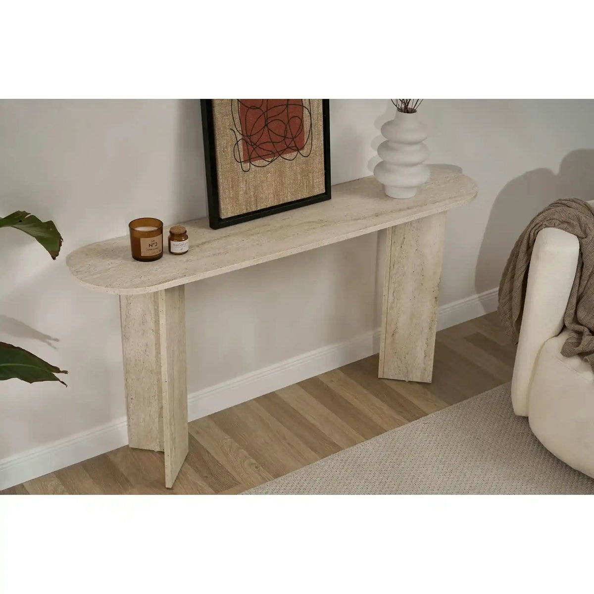Consola SIRA, travertin, PAL, 150x35x75 cm