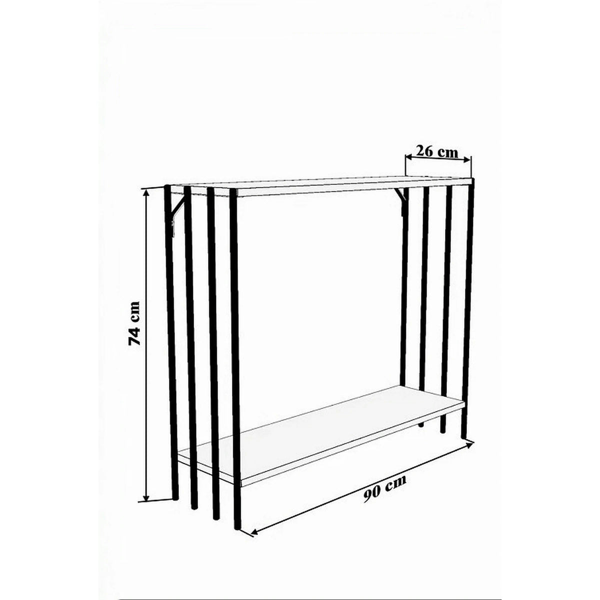 Consola VERONA, stejar/negru, PAL melaminat/metal, 90x26x74 cm