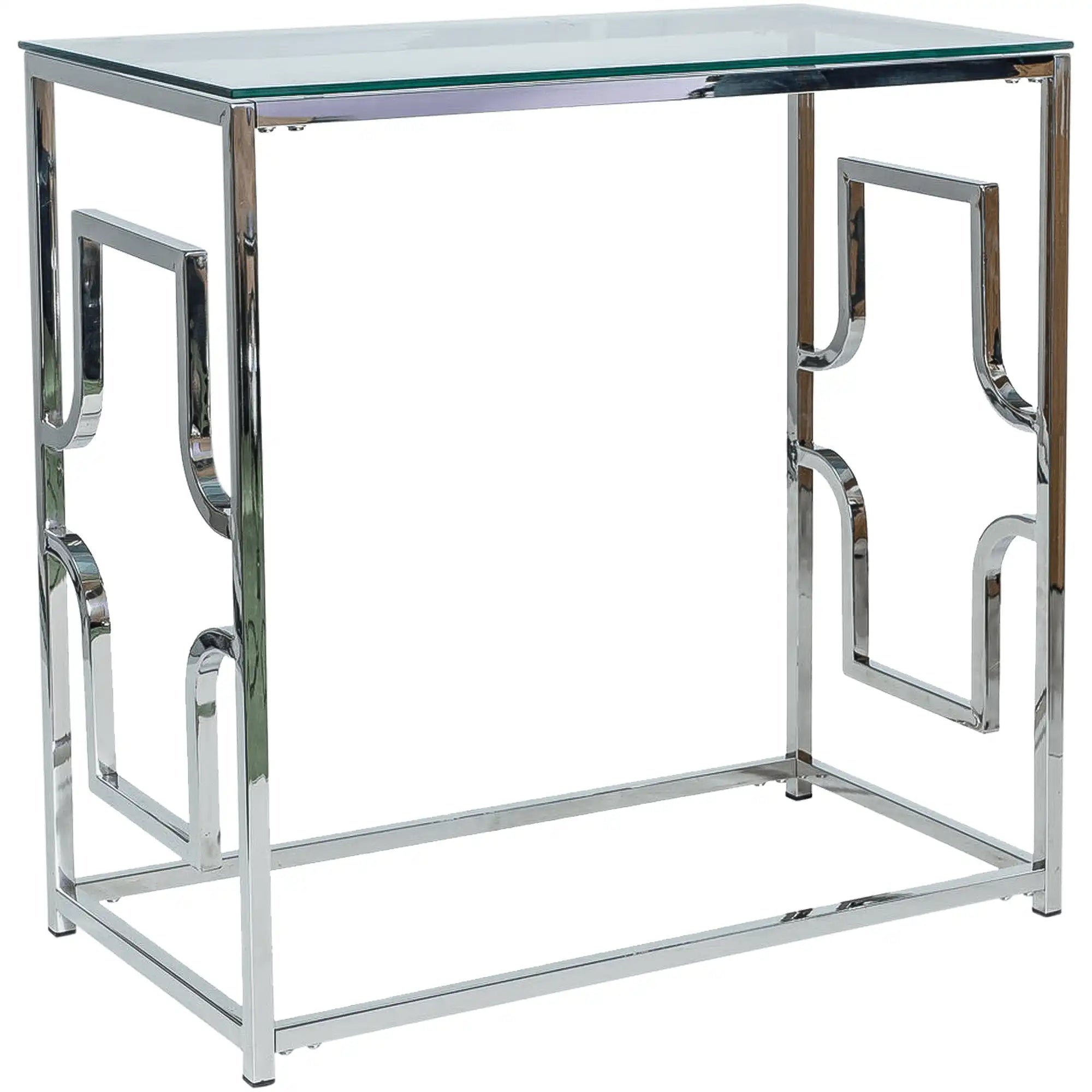 Consola VERSACE C, crom, sticla securizata/otel, 80x40x78 cm