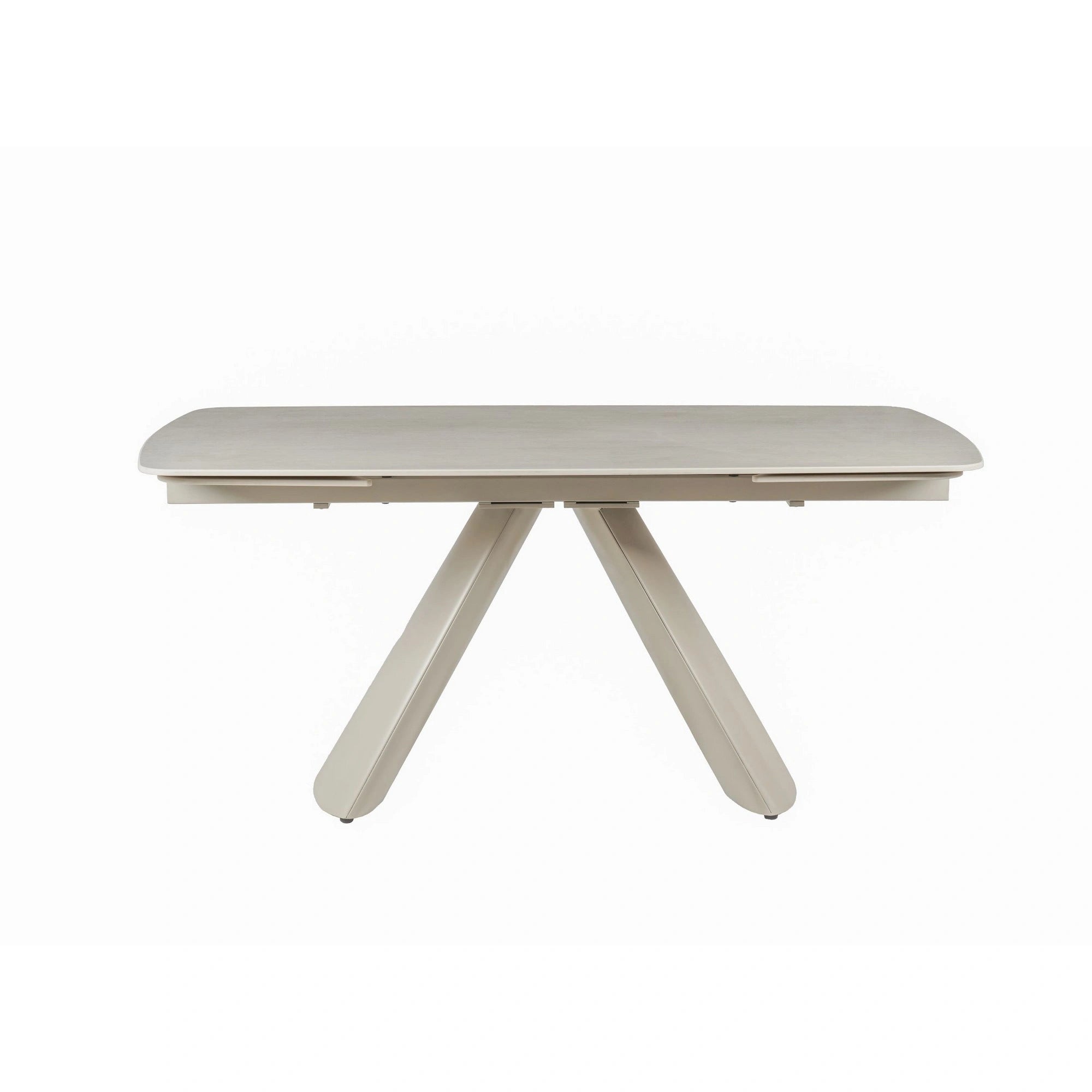 Masa extensibila CORVUS, bej cu efect de piatra travertin, ceramica/metal, 165/240x90x76 cm