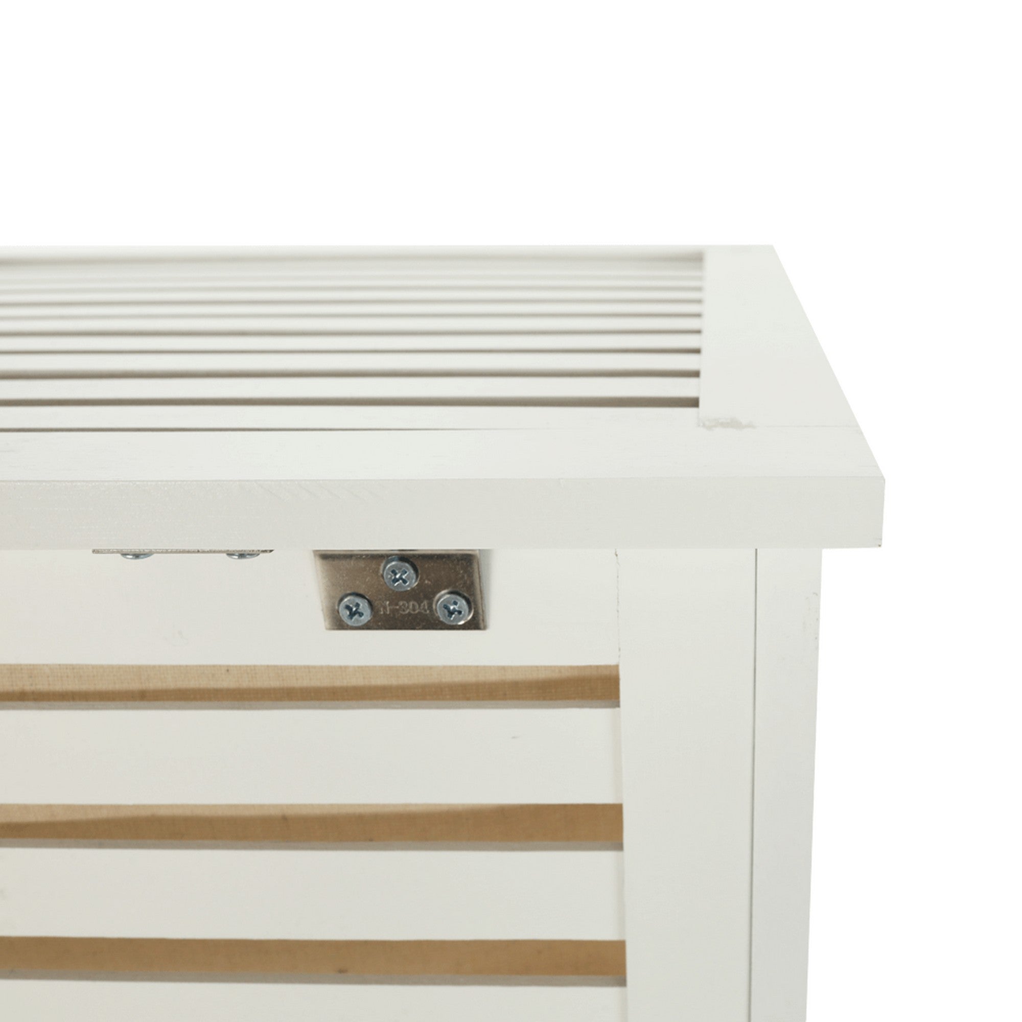 Cos de rufe BASKET, alb, bambus/material textil, 40x40x58 cm