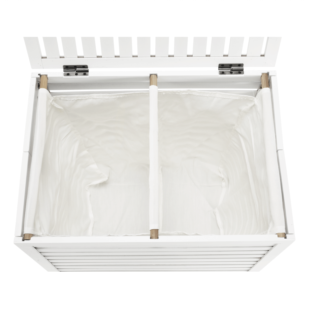 Cos de rufe MENORK, alb, bambus/material textil, 50x35x60 cm