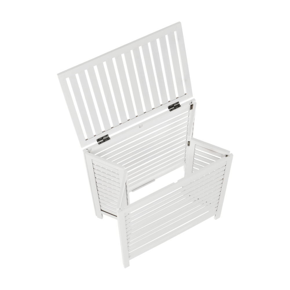 Cos de rufe MENORK, alb, bambus/material textil, 50x35x60 cm