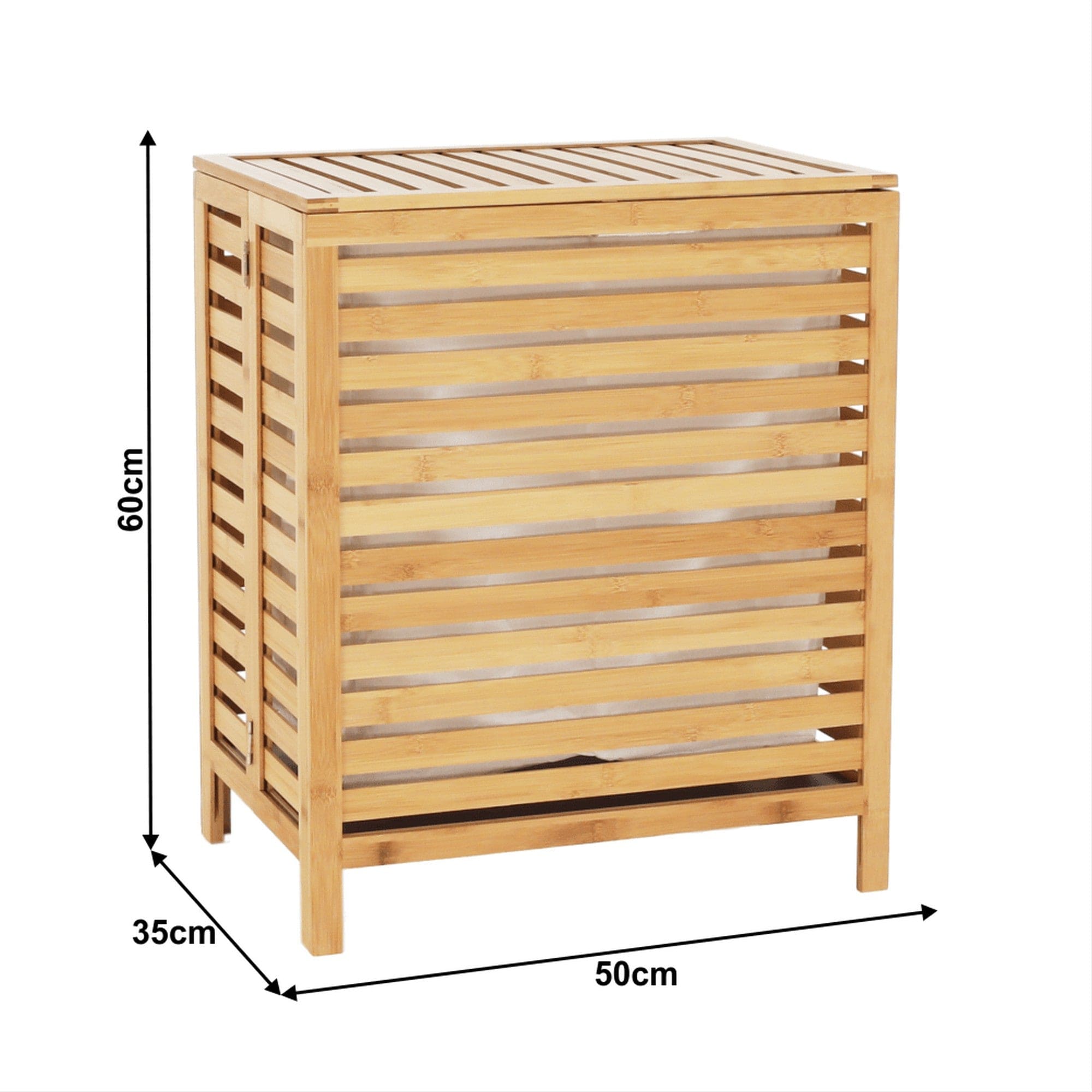 Cos de rufe MENORK, stejar, bambus/material textil, 50x35x60 cm