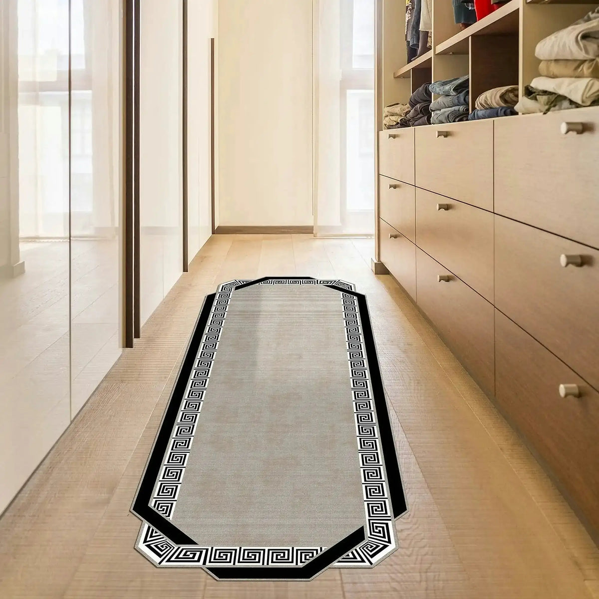 Covor, 160x230 cm, forma dreptunghiulara, poliester, crem/negru ALN600182KR07