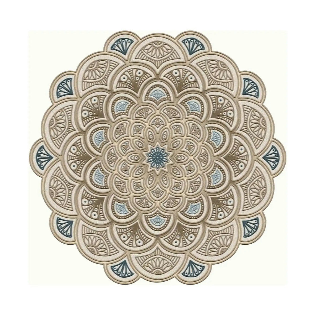 Covor, 180x180 cm, forma rotunda, poliester, crem, ALN600156KR18