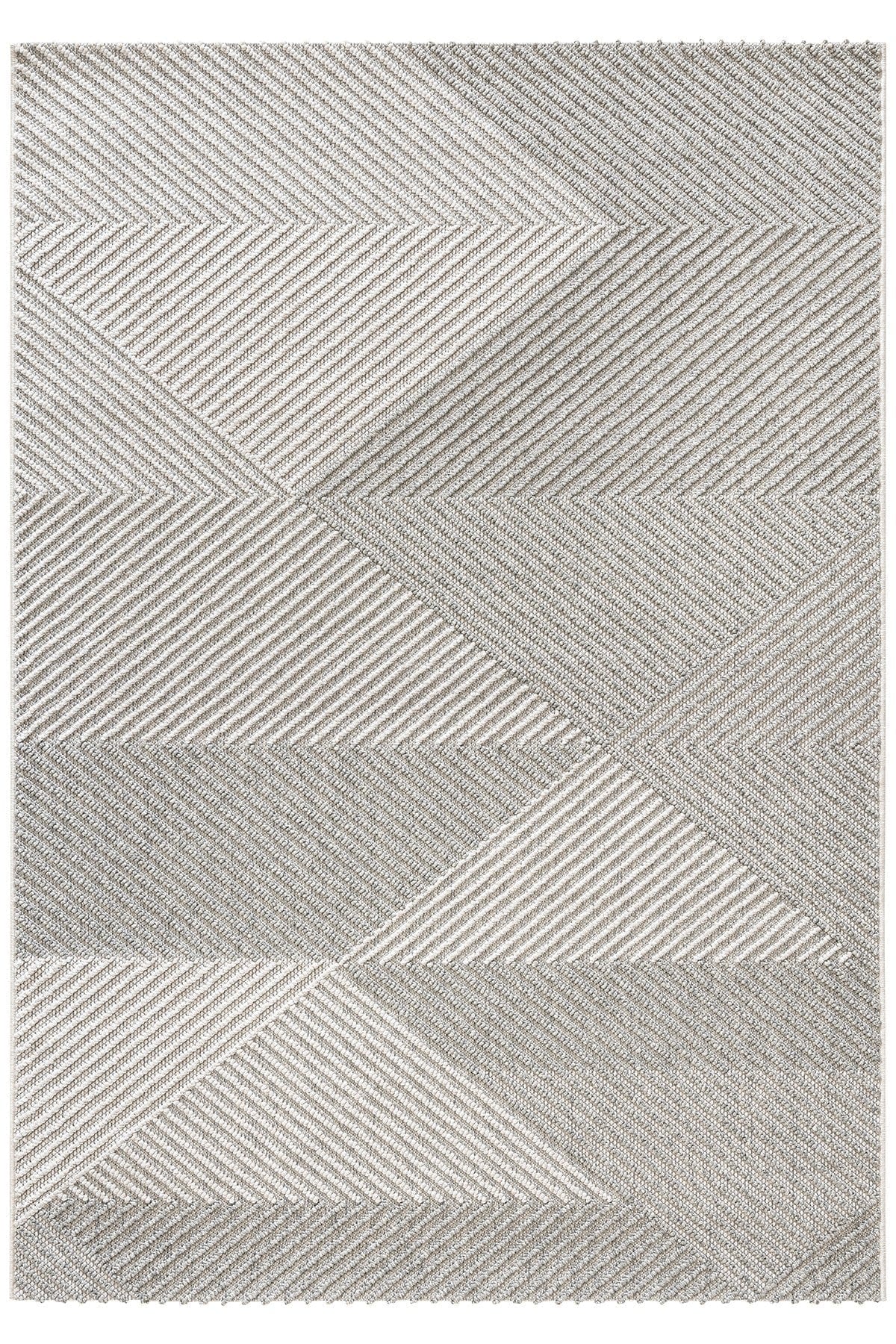 Covor 19270A, 80x150 cm, forma dreptunghiulara, polipropilena, gri/crem