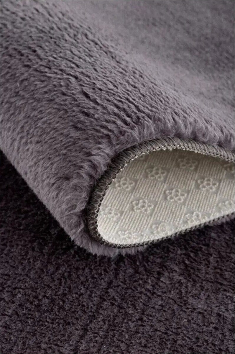 Covor 202BLY1364, 80x80 cm, forma rotunda, poliester, gri inchis