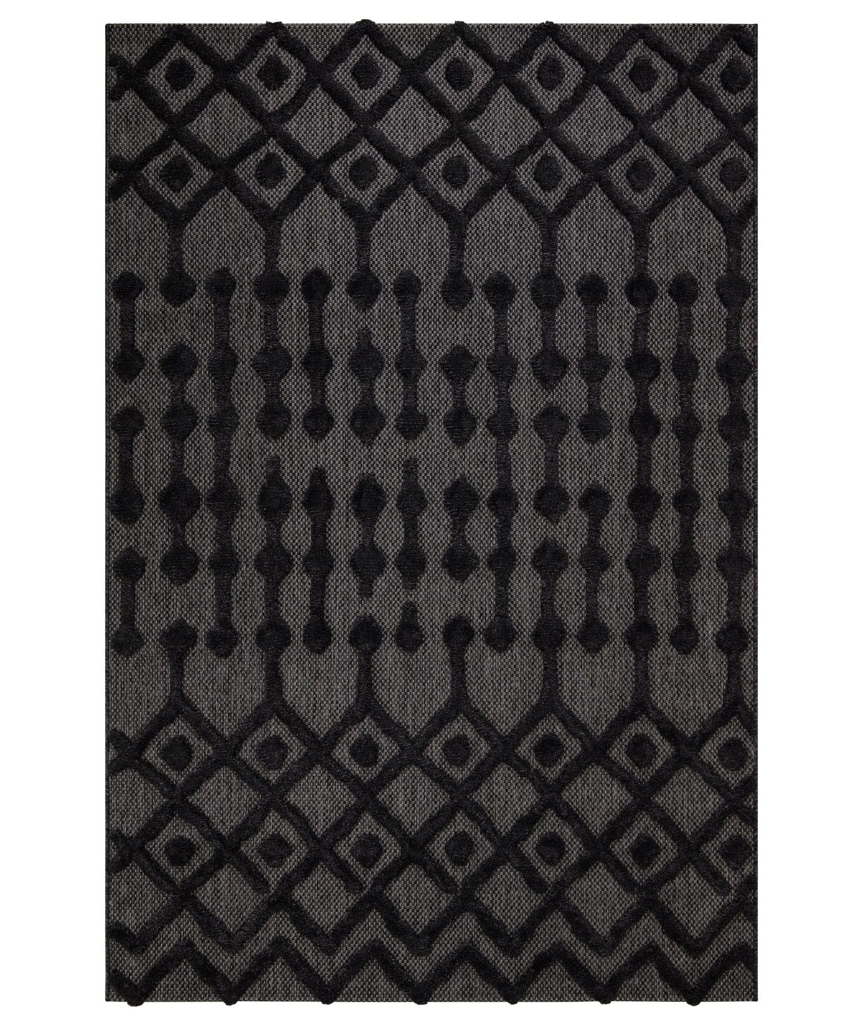 Covor 58388A, 80x150 cm, forma dreptunghiulara, poliester/polipropilena, negru