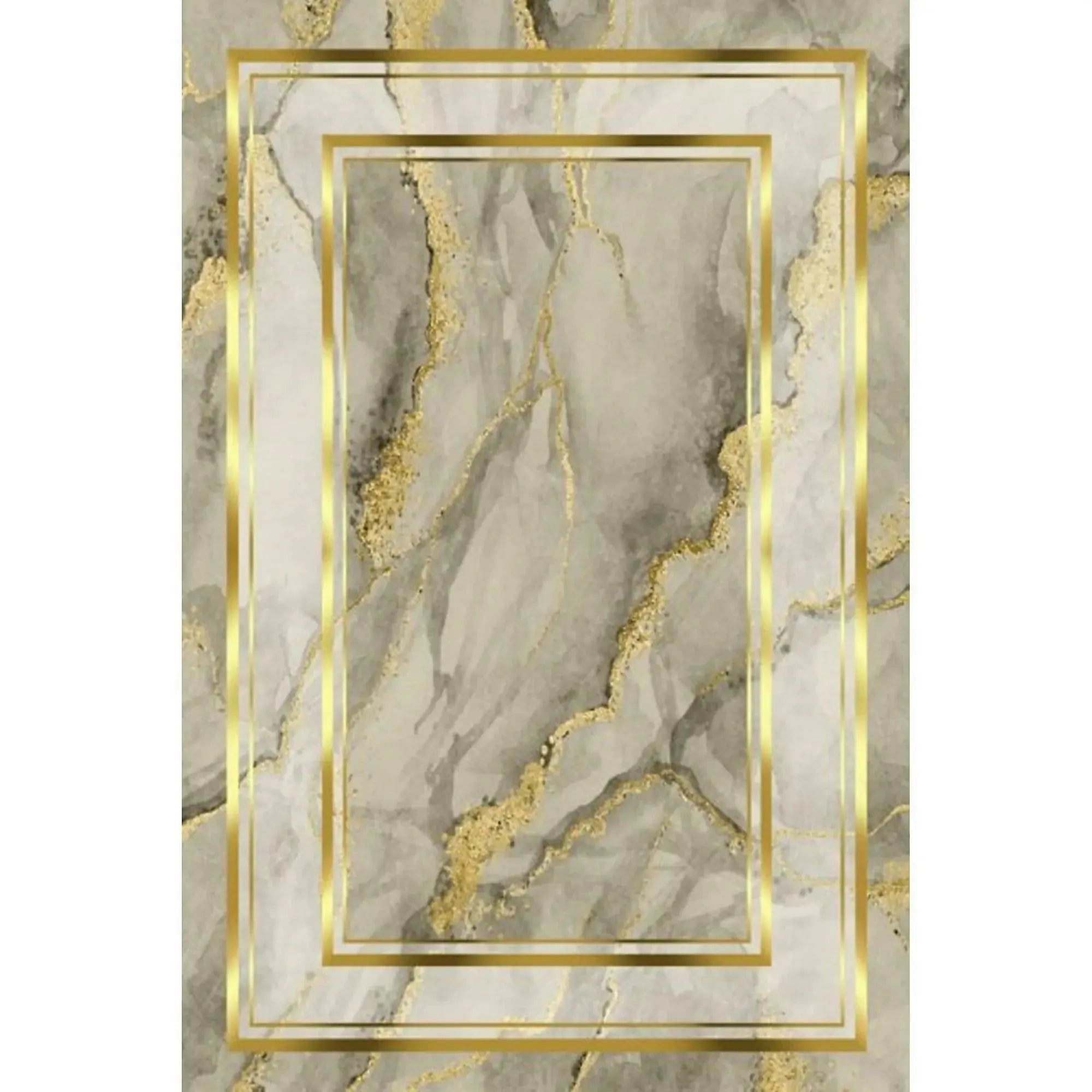 Covor, 80x150 cm, forma dreptunghiulara, tesatura de catifea/bumbac, auriu, ELS2418