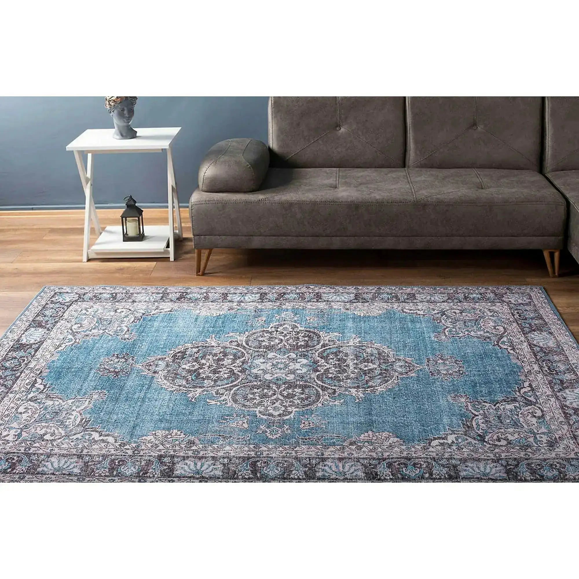 Covor BLUES CHENILLE, 75x150 cm, forma dreptunghiulara, poliester, albastru/gri, AL 201