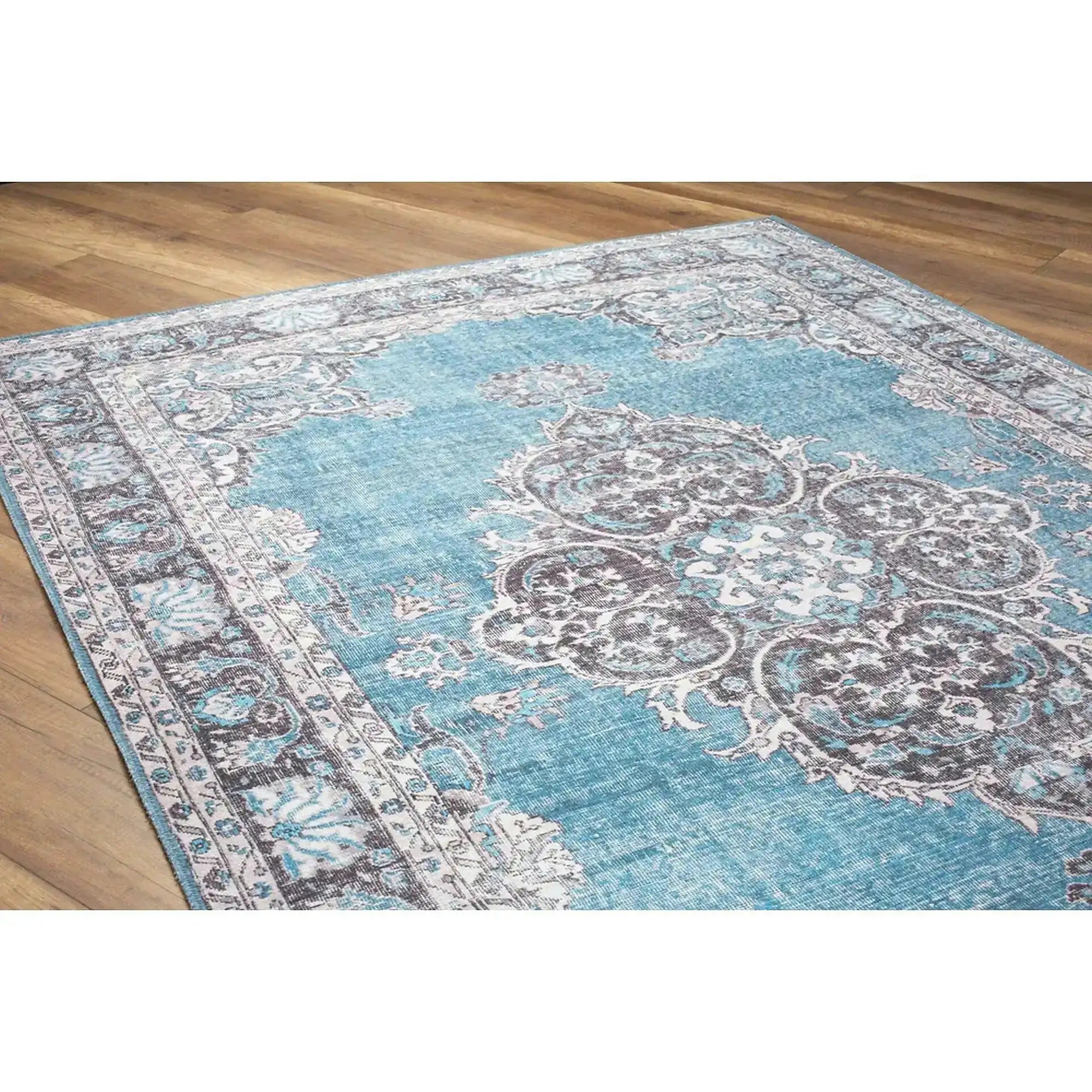 Covor BLUES CHENILLE, 75x150 cm, forma dreptunghiulara, poliester, albastru/gri, AL 201