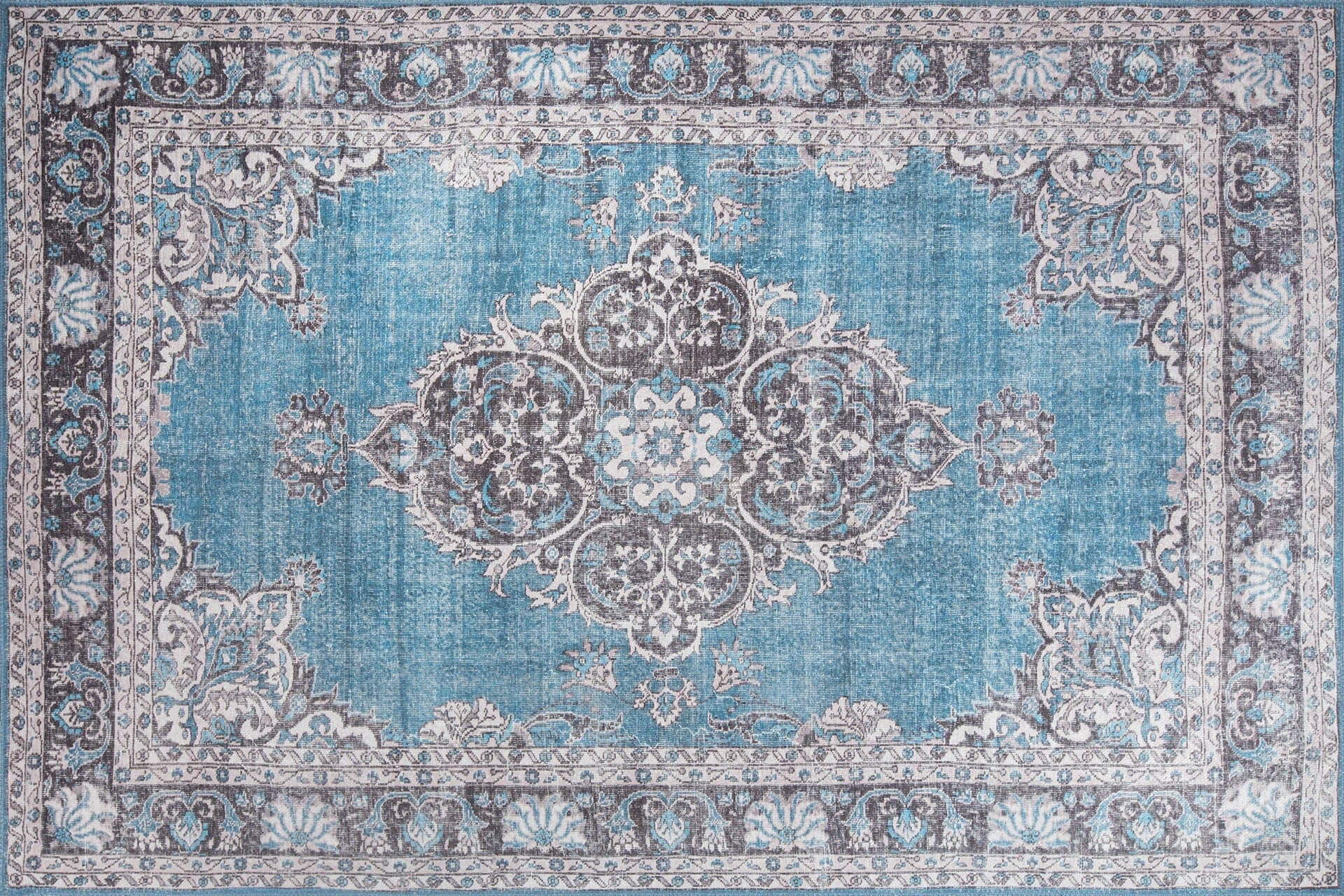 Covor BLUES CHENILLE, 75x150 cm, forma dreptunghiulara, poliester, albastru/gri, AL 201