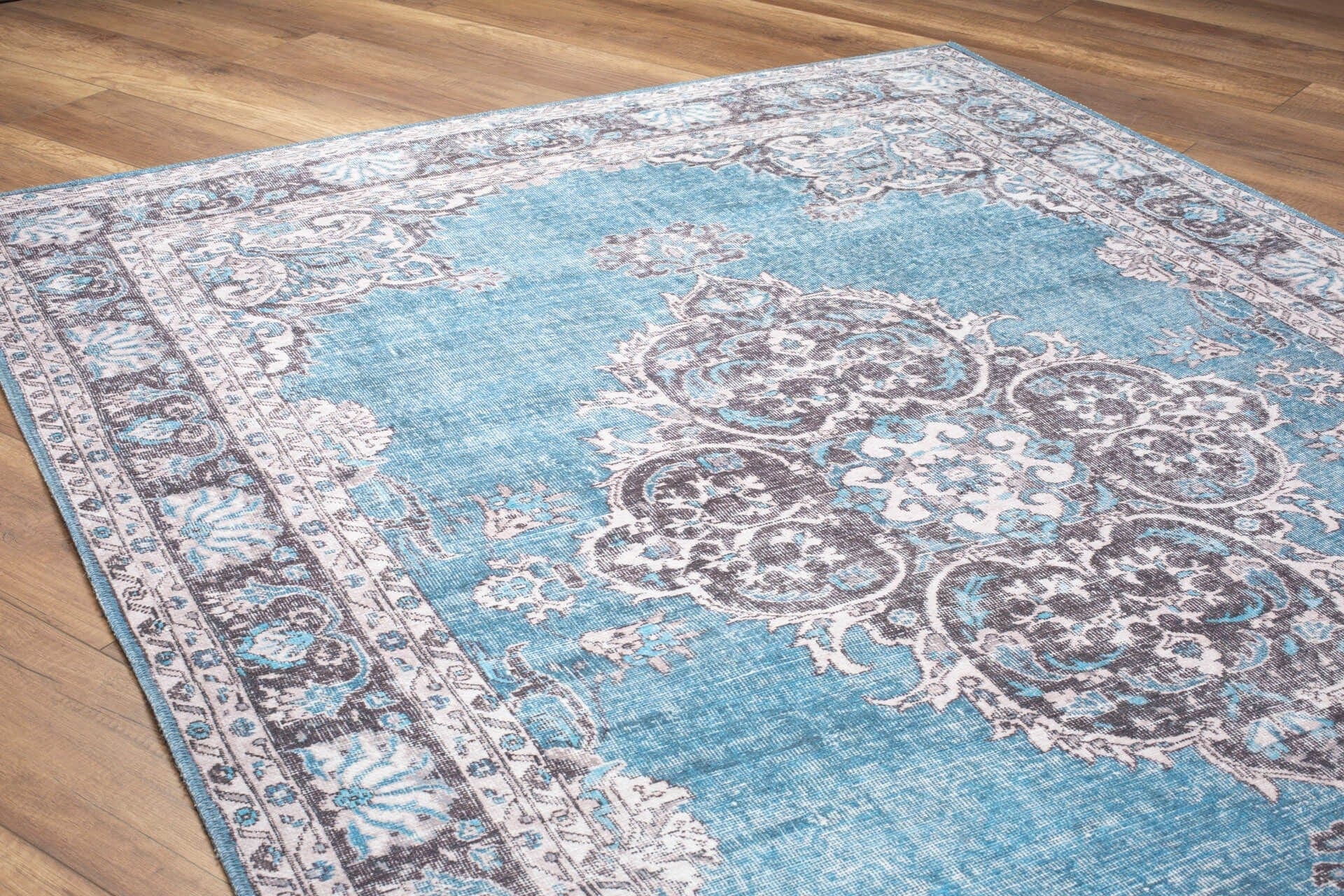 Covor BLUES CHENILLE, 75x150 cm, forma dreptunghiulara, poliester, albastru/gri, AL 201