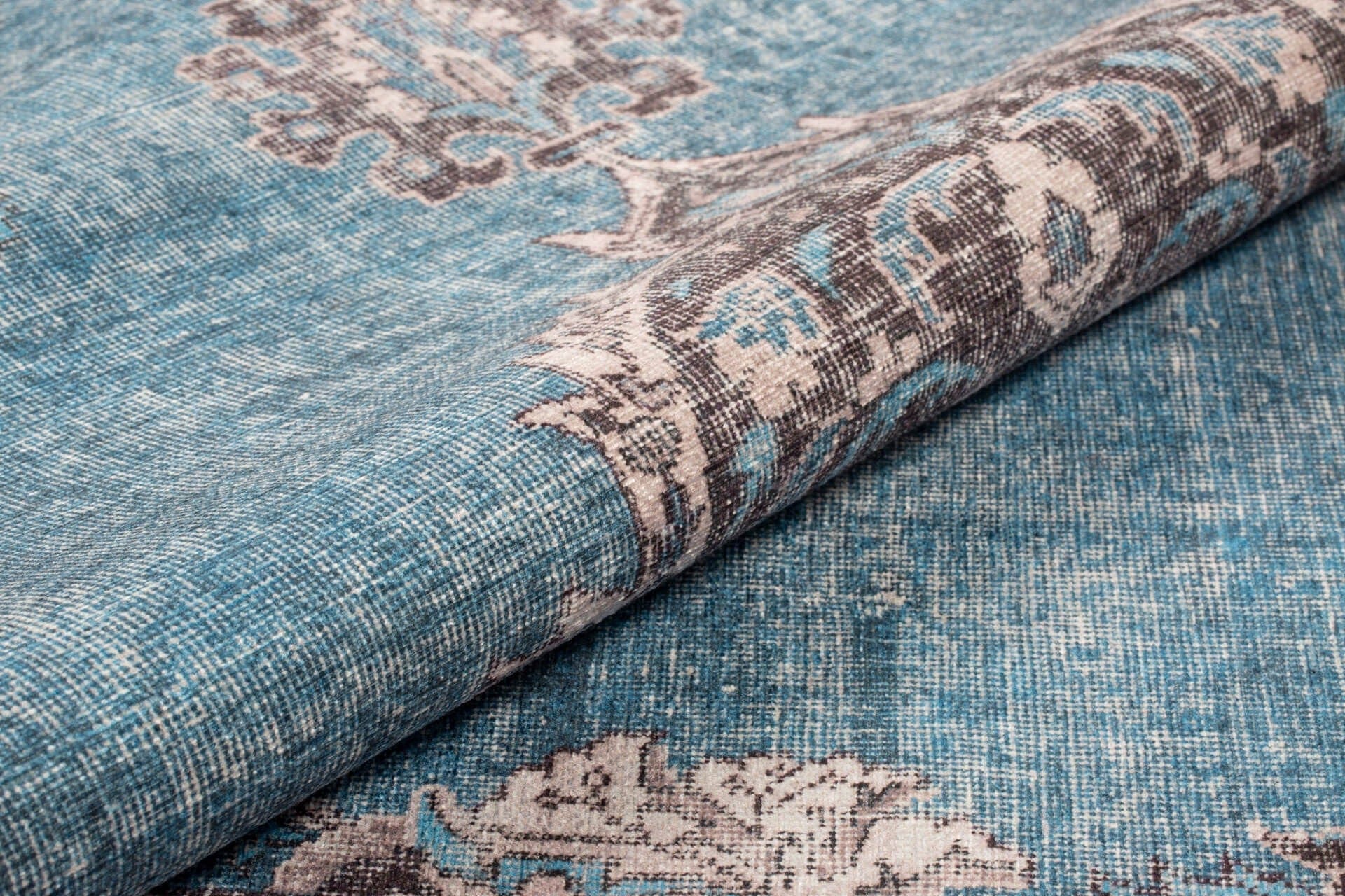 Covor BLUES CHENILLE, 75x150 cm, forma dreptunghiulara, poliester, albastru/gri, AL 201