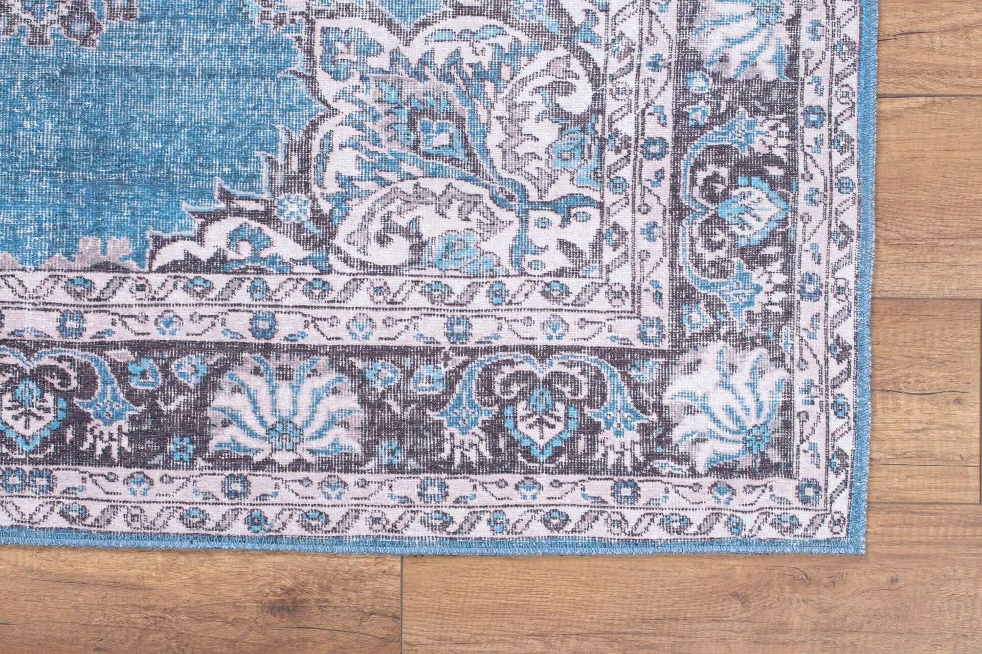 Covor BLUES CHENILLE, 75x150 cm, forma dreptunghiulara, poliester, albastru/gri, AL 201