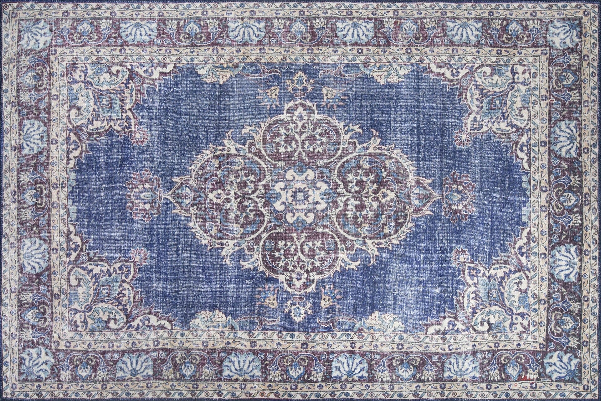 Covor BLUES CHENILLE, 75x150 cm, forma dreptunghiulara, poliester, albastru inchis/alb, AL 249