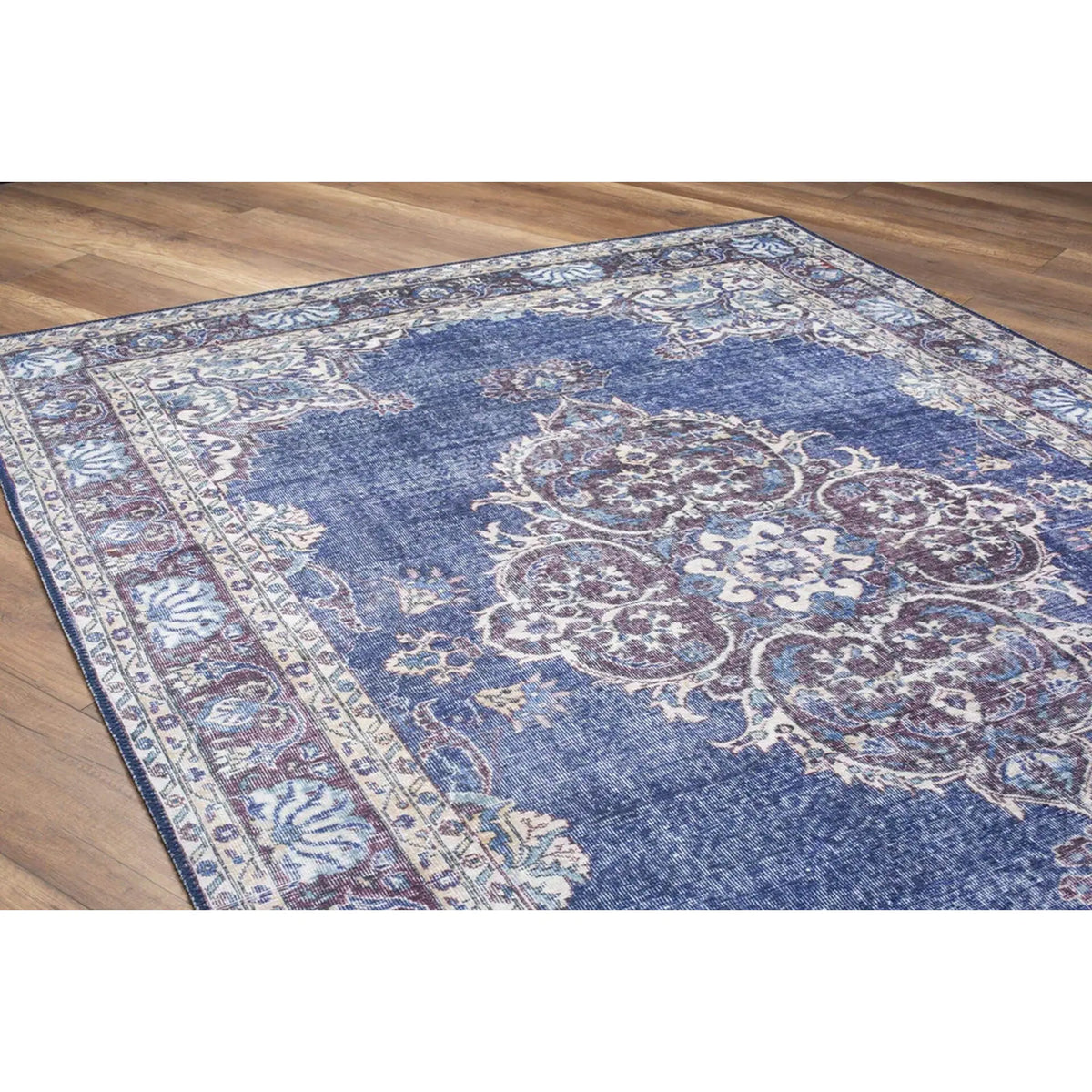 Covor BLUES CHENILLE, 75x150 cm, forma dreptunghiulara, poliester, albastru inchis/alb, AL 249