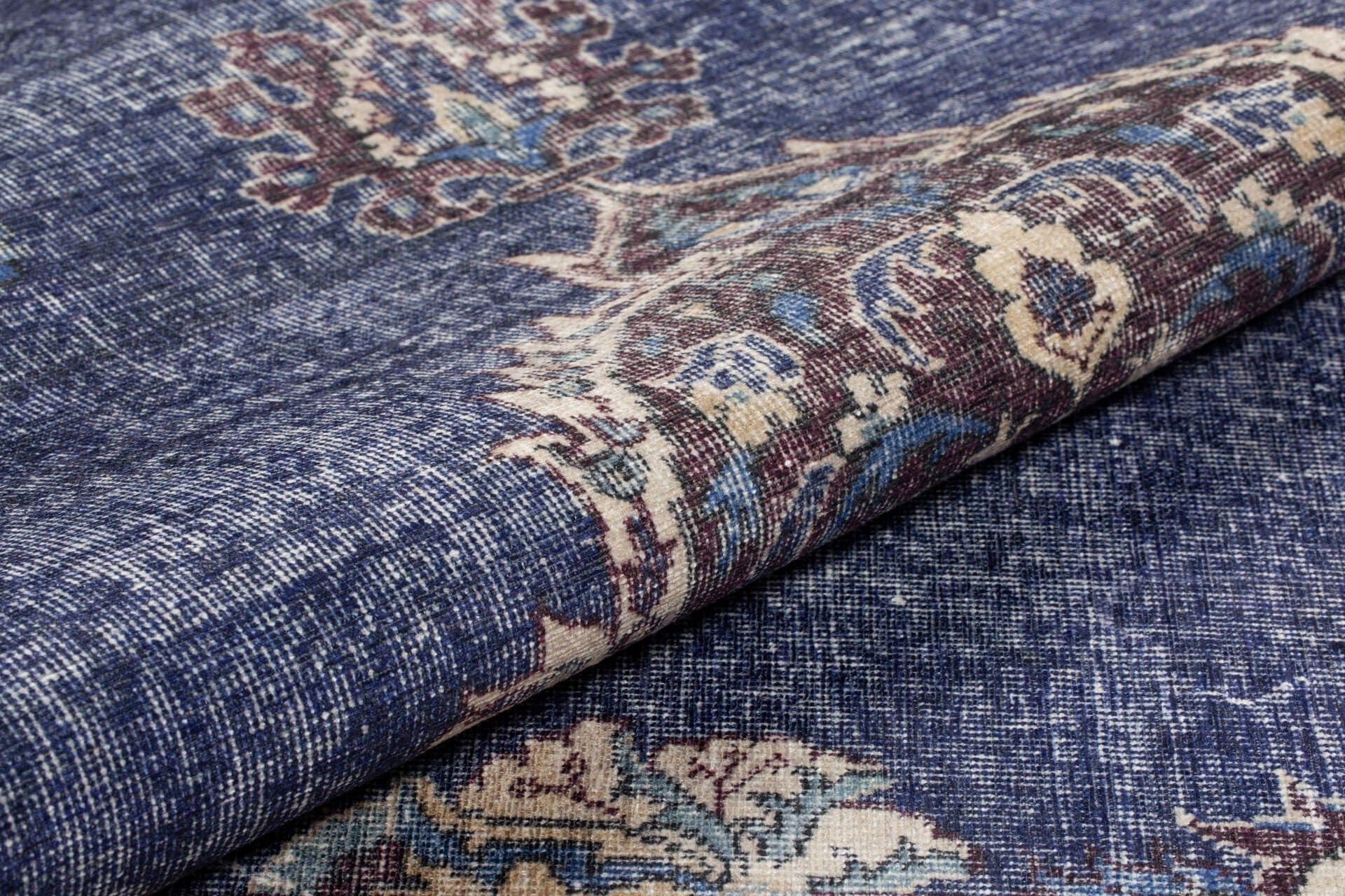 Covor BLUES CHENILLE, 75x150 cm, forma dreptunghiulara, poliester, albastru inchis/alb, AL 249