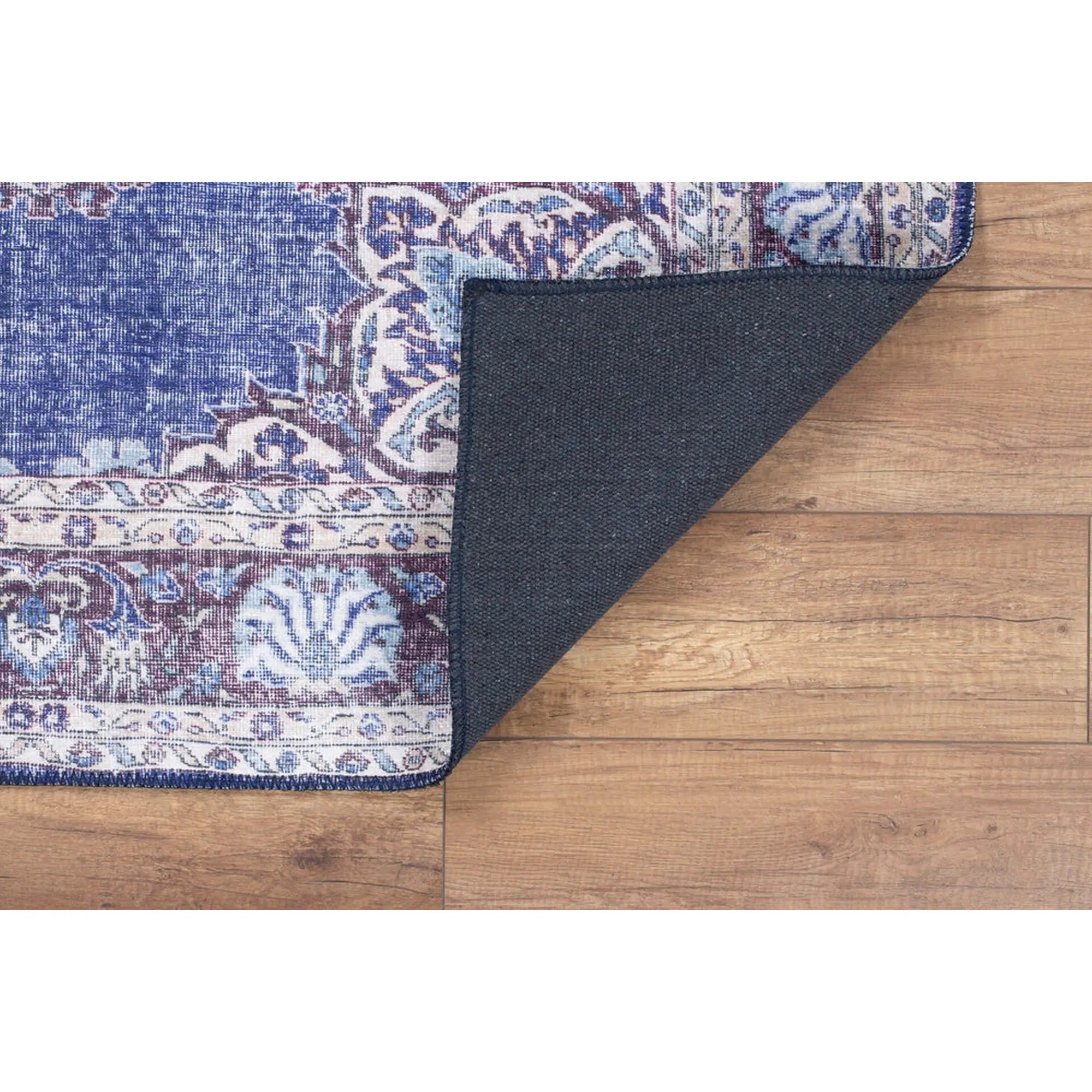 Covor BLUES CHENILLE, 75x150 cm, forma dreptunghiulara, poliester, albastru inchis/alb, AL 249