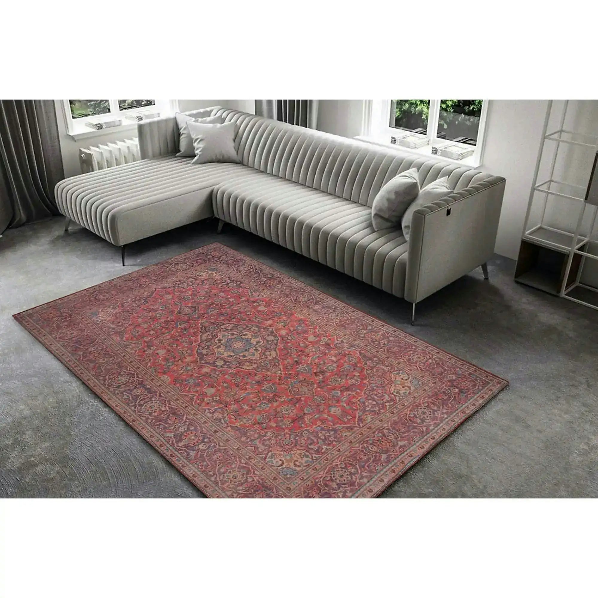 Covor BLUES CHENILLE, 75x150 cm, forma dreptunghiulara, poliester, rosu, AL 53