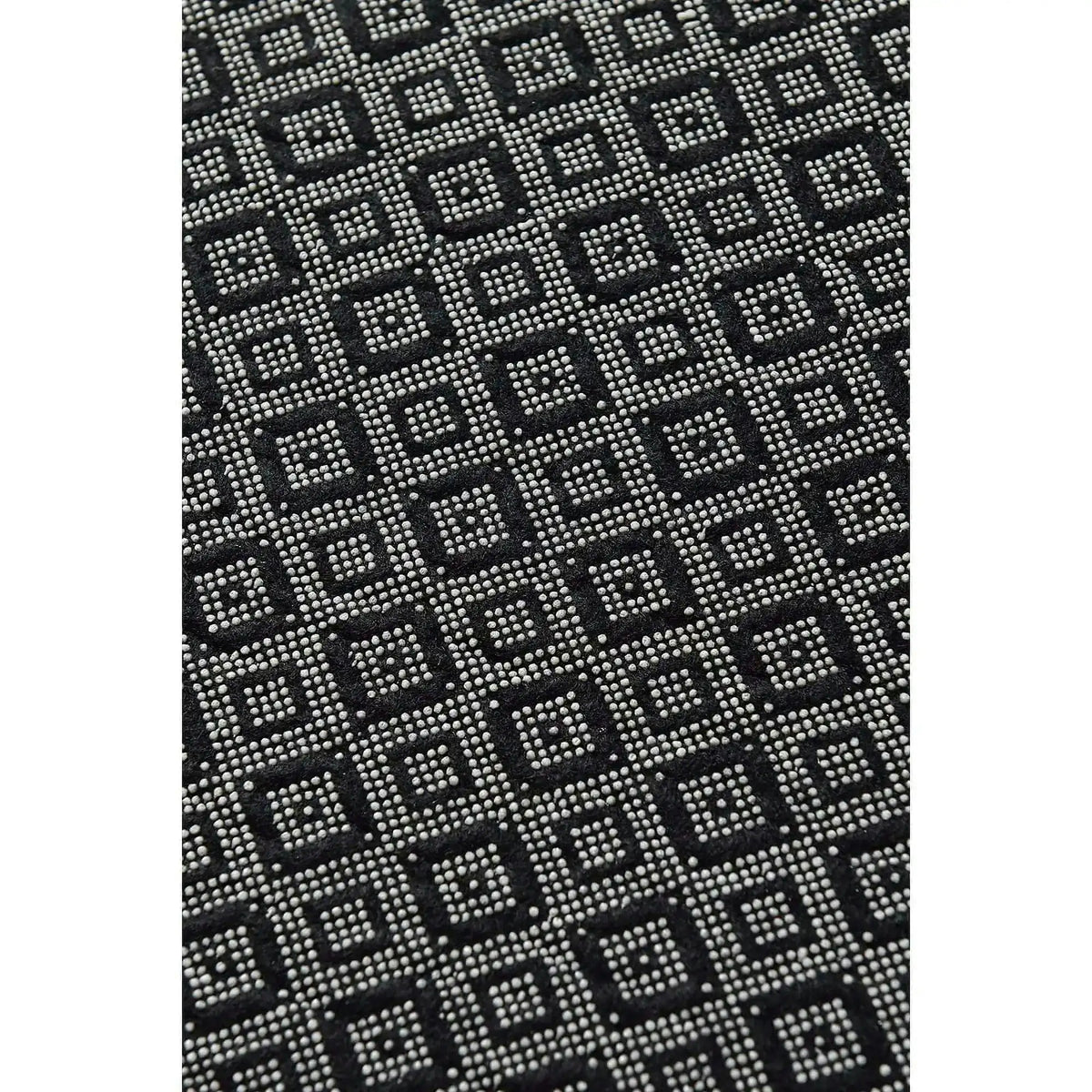 Covor BUIO DJT CAP, 140x140 cm, forma rotunda, tesatura de catifea/poliester, negru/alb