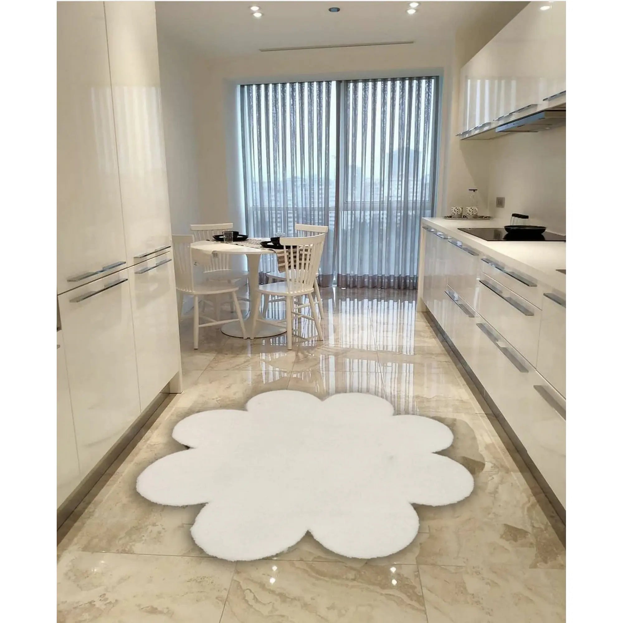 Covor DAISY PLUSH, 80x80 cm, forma atipica, poliester, alb