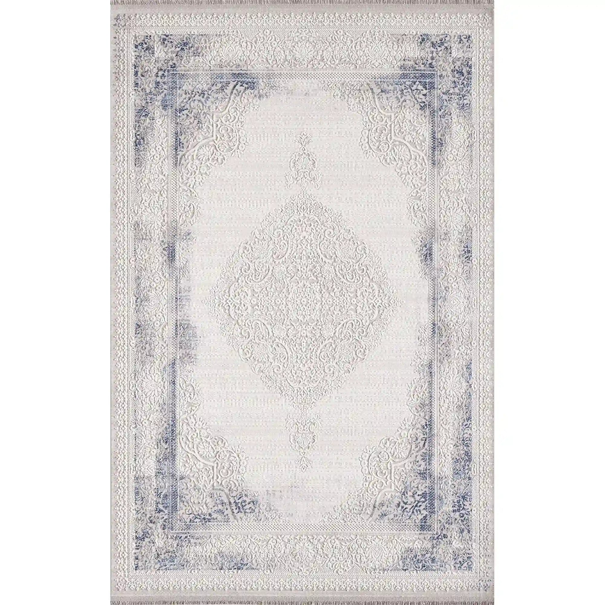 Covor DIOR 02517A, 160x230 cm, forma dreptunghiulara, acril, albastru/crem