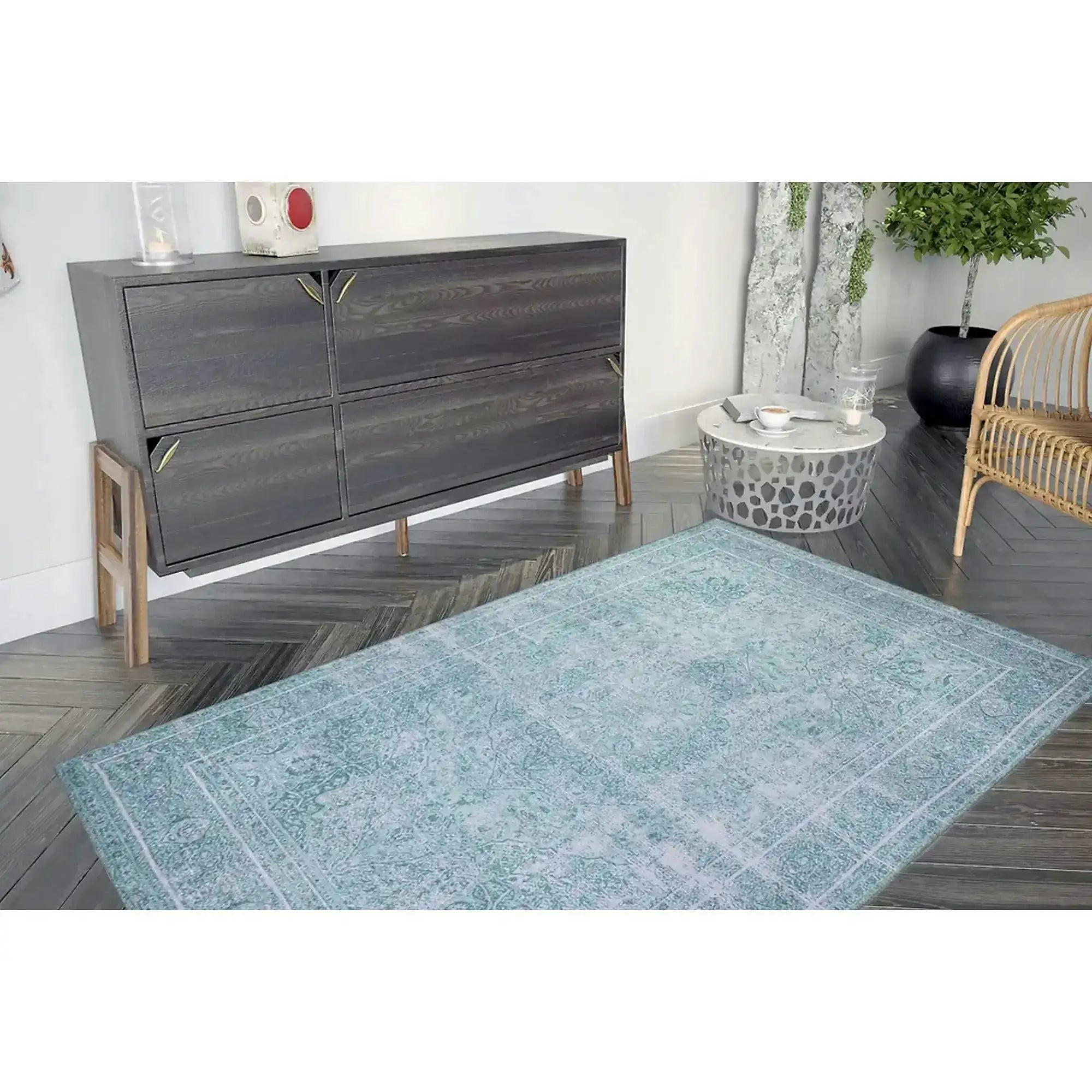 Covor DORIAN CHENILLE, 75x150 cm, forma dreptunghiulara, poliester, albastru, AL 44